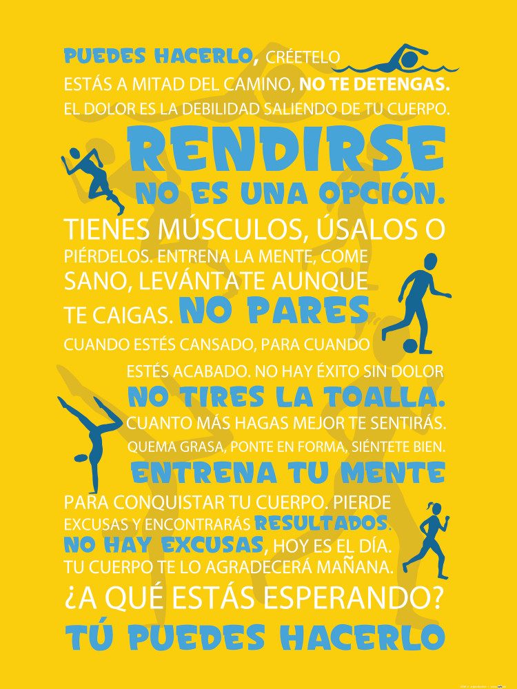 1art1 Poster Motivation Kunstdruck Bild - Fitness, TÃº Puedes Hacerlo