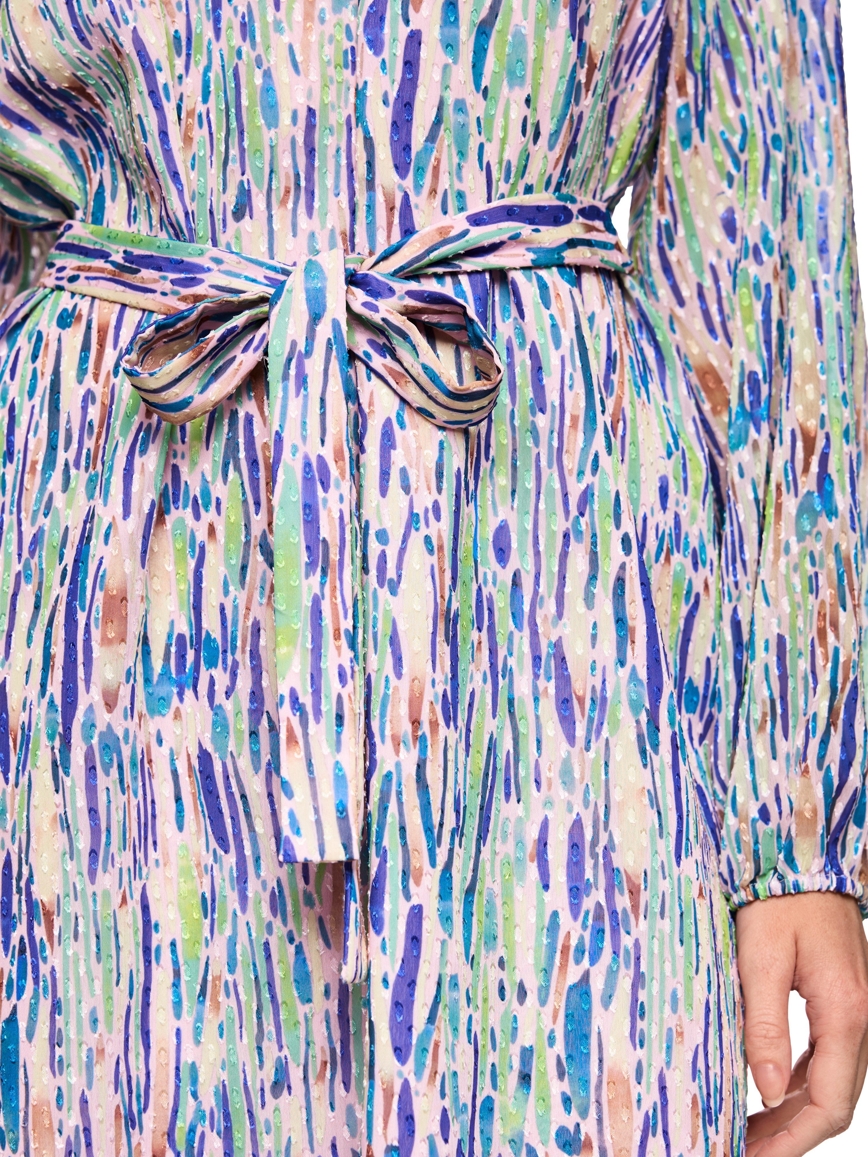 Marc Cain Midikleid Spring Fling Premium Damenmode mit Bindegürtel, mit buntem Confetti-Print