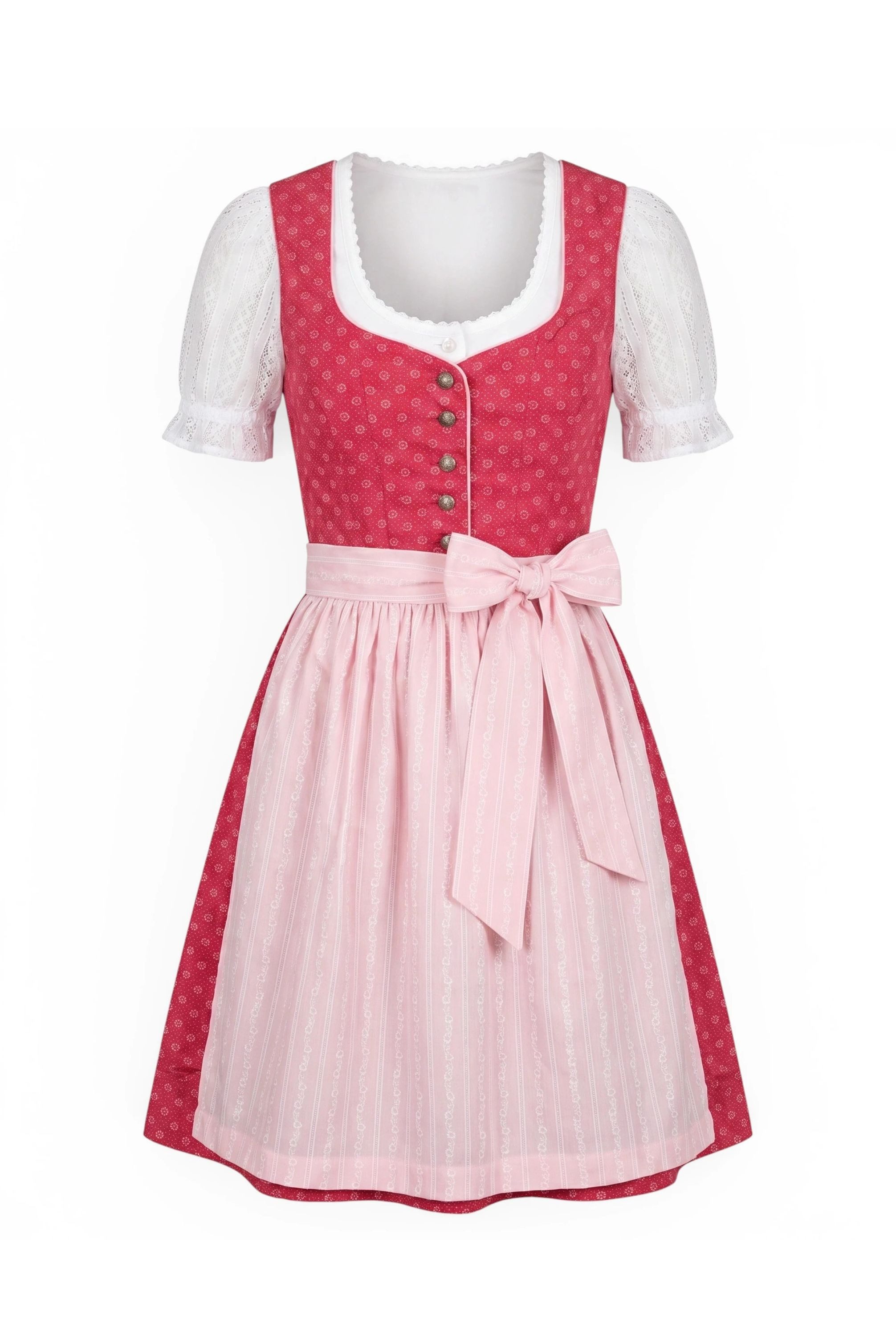 Nübler Dirndl Kinderdirndl Flores in Pink - Rocklänge