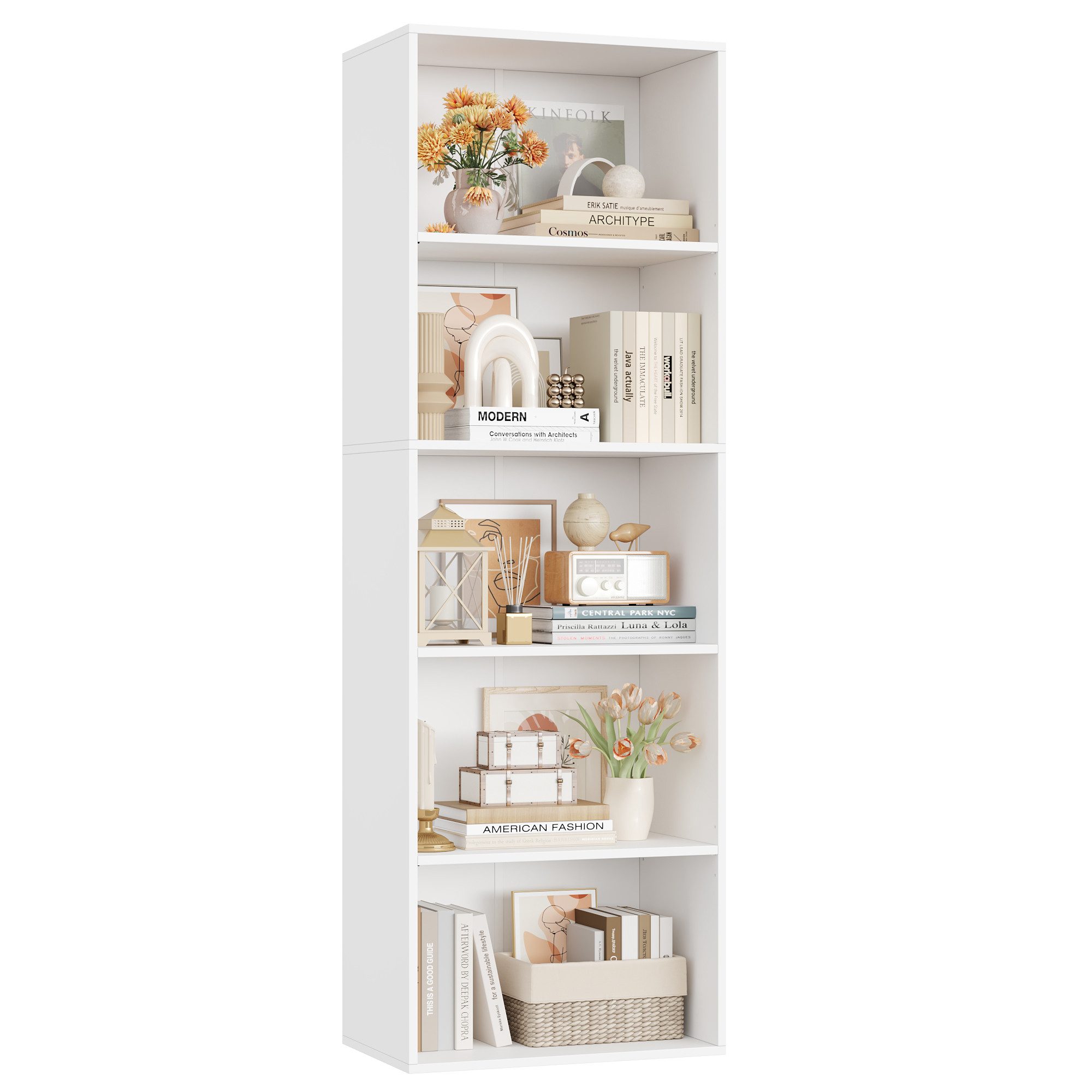 Homfa Bücherregal Regal mit 5 Fächern, 159cm Bücherschrank Standregal, vers günstig online kaufen