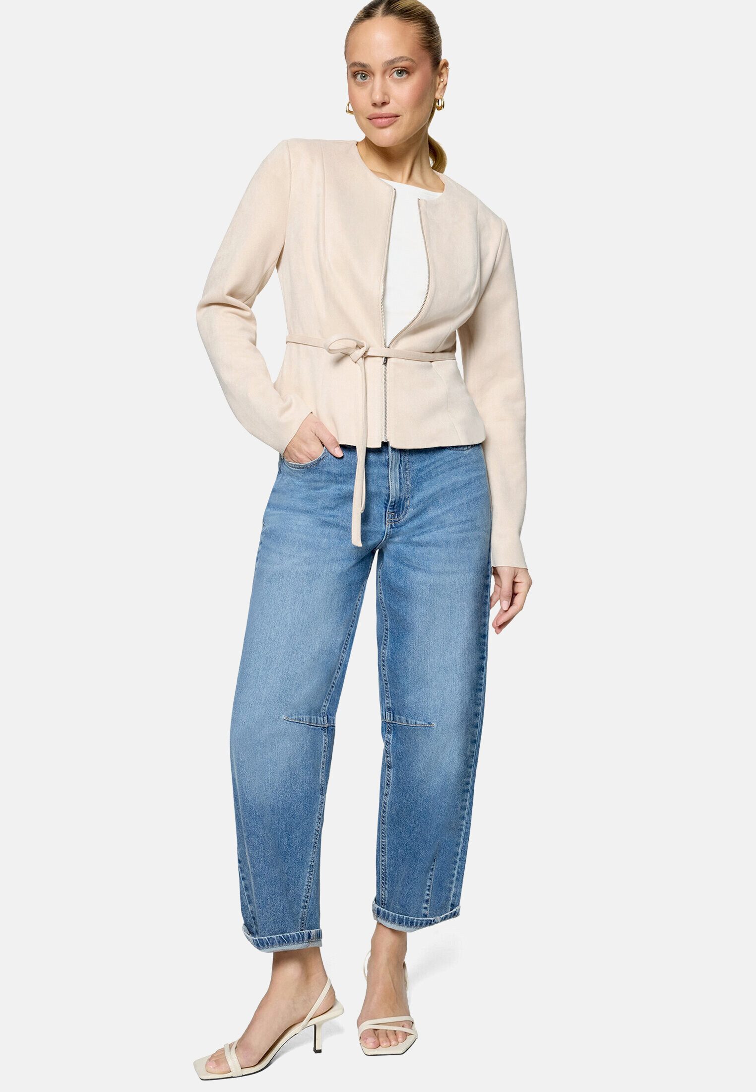 Zero Jackenblazer Damen in Lederoptik Gürtel