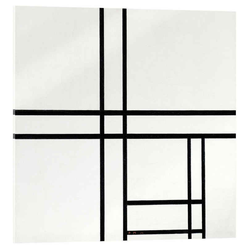 Posterlounge Acrylglasbild Piet Mondrian, Komposition in Weiß und Schwarz, Minimalistisch Malerei