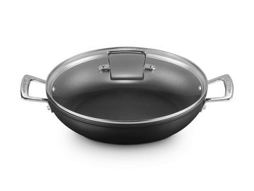 LE CREUSET Servierpfanne Aluminium-Antihaft Profipfanne mit Glasdeckel rund 28cm, (38,2x29,1x14,03cm / H ohne Stiel 6cm)