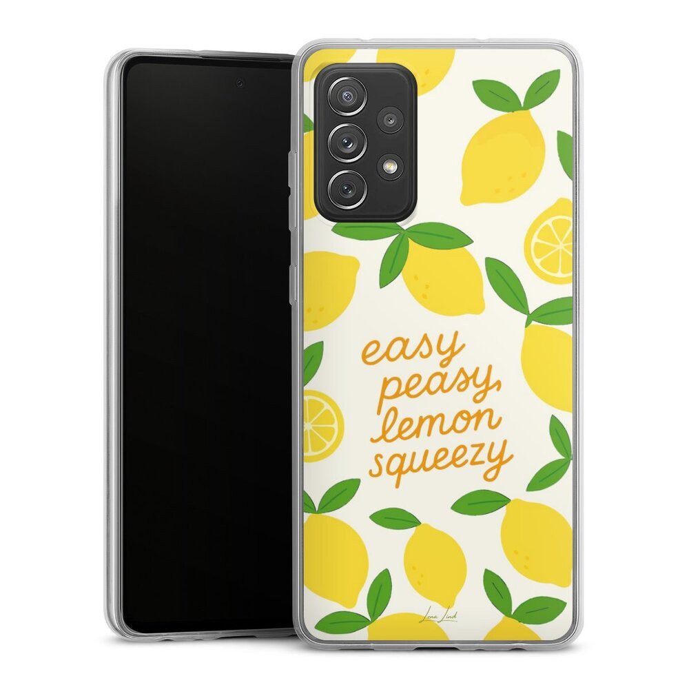 DeinDesign Handyhülle Zitrone Spruch Statement Easy Peasy Lemon Queezy, Samsung Galaxy A72 Slim Case Silikon Hülle Ultra Dünn Schutzhülle