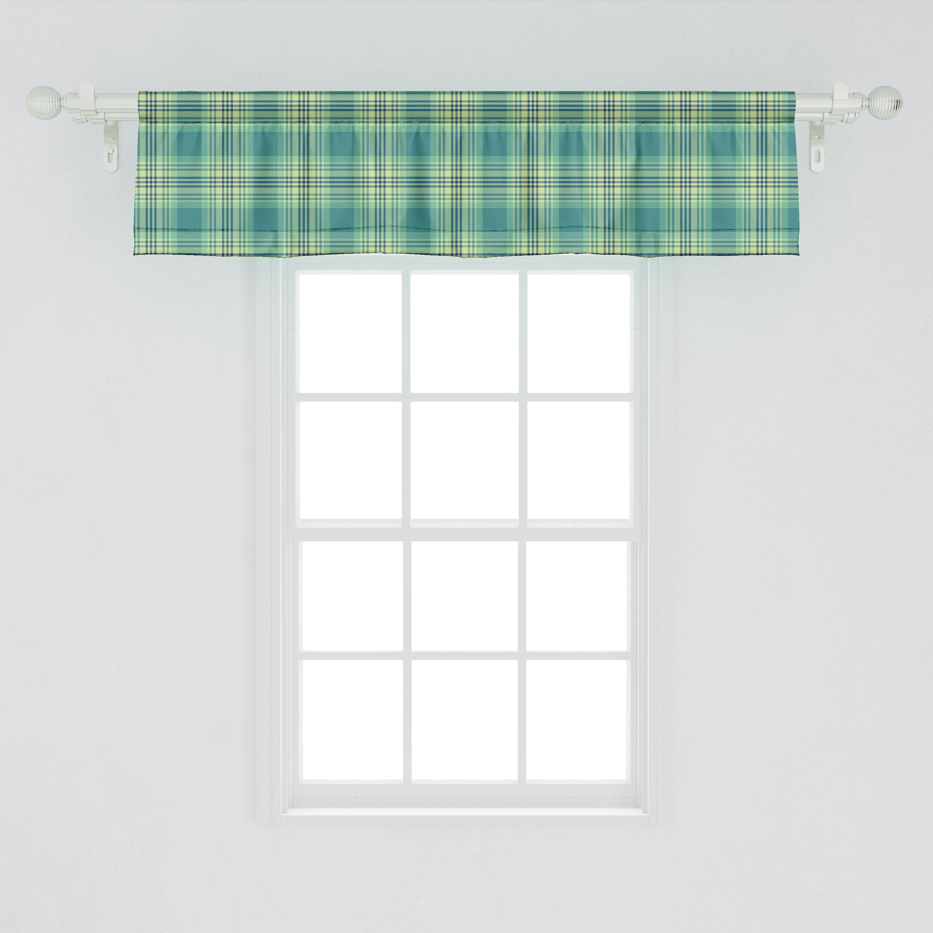 Scheibengardine Vorhang Volant für Küche Klassische Microfaser, Dekor Abakuhaus, mit Stangentasche, Muster Schlafzimmer Schottenkaro