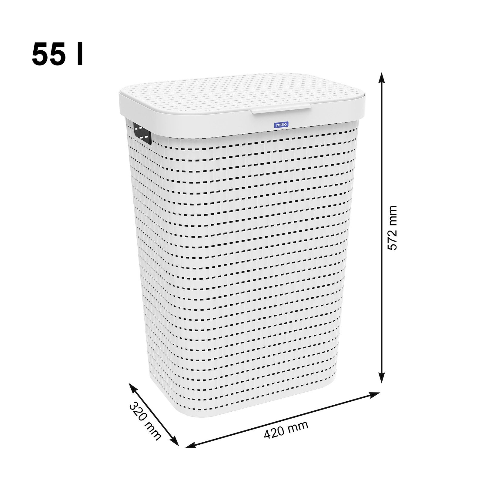ROTHO Wäschekorb Country Set 2tlg. bestehend aus Korb 40l und Sammler 55l mit Deckel (Wäscheset, Set 2-tlg), Wäsche einfach organisieren – langlebig, leicht & p – Bild 4 von 5