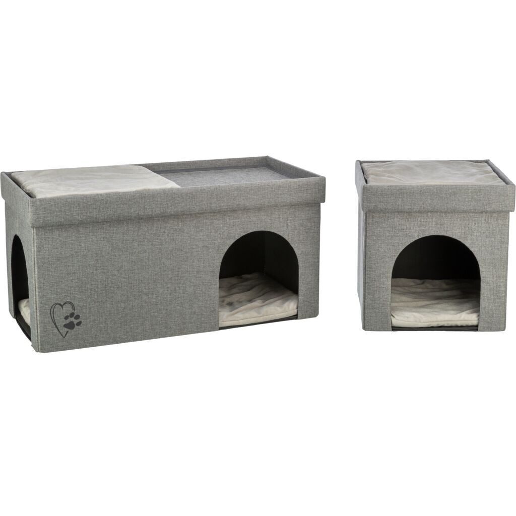 TRIXIE Tierhöhle Faltbare Höhle Kimy für Katzen und kleine Hunde - hellgrau - 76 × 72 ×