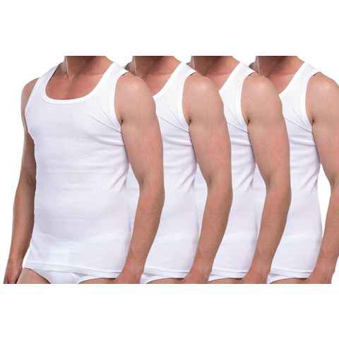 Toker Collection® Achselhemd Herren Unterhemd doppelripp, 4er Pack (Packung, 4er Pack) aus reiner Baumwolle