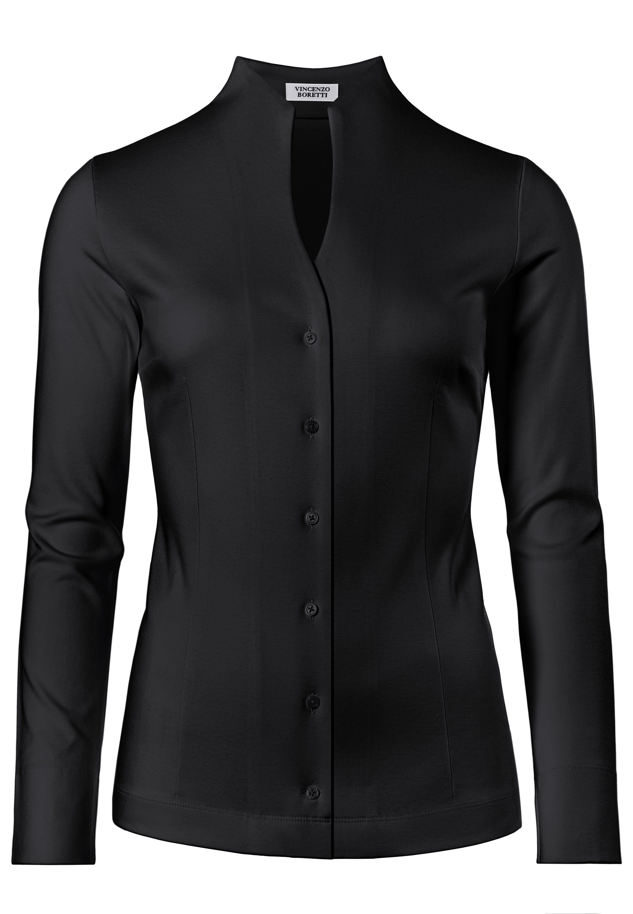 Vincenzo Boretti Klassische Bluse leicht tailliert Jersey Kelchkragen günstig online kaufen