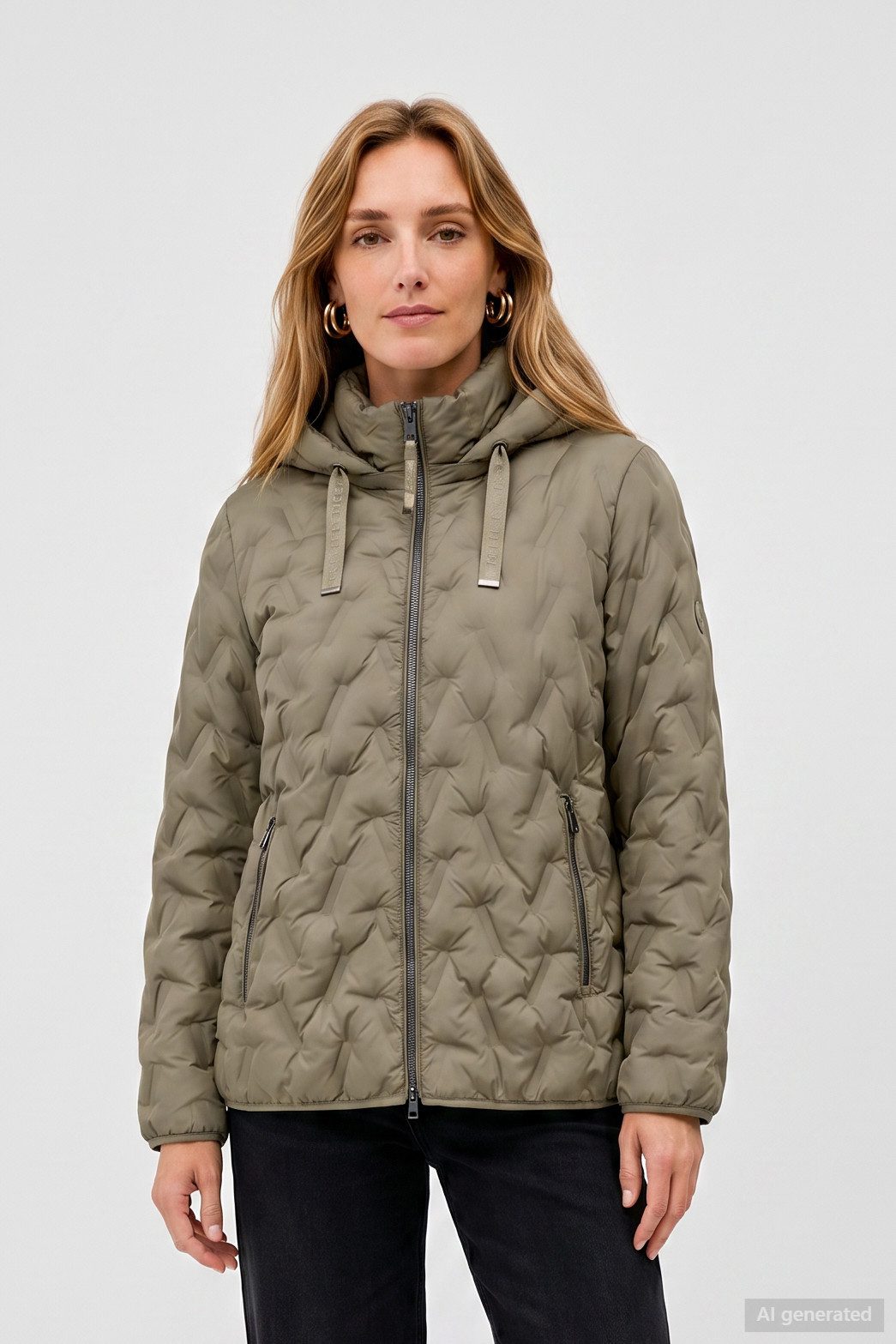 Barbara Lebek Steppjacke Übergangsjacke, Herbstjacke oder Damenjacke mit abnehmbarer Kapuze