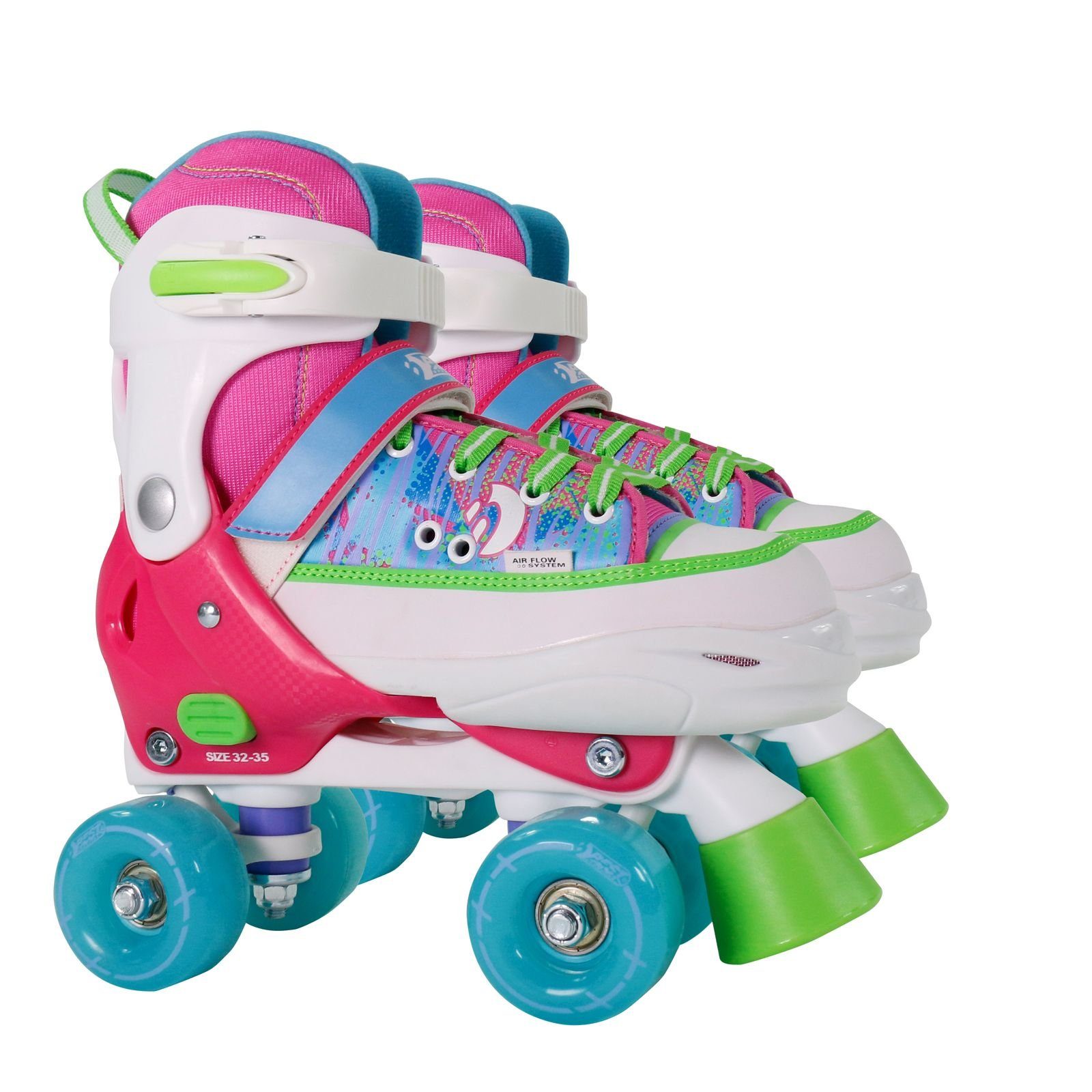 Schlittschuhe Rollschuhe, Größe verstellbar, ABEC 7 Carbon, pink-bunt