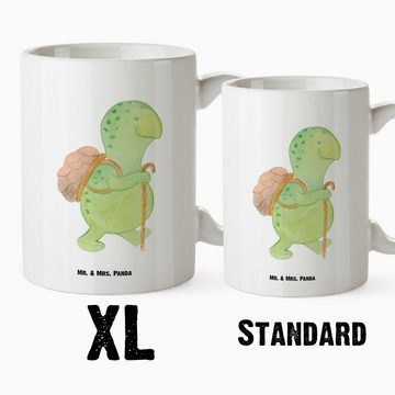 Mr. & Mrs. Panda Tasse Schildkröte Wanderer - Weiß - Geschenk, Jumbo Tasse, Rucksack, Große, XL Tasse Keramik, Liebevolles Design