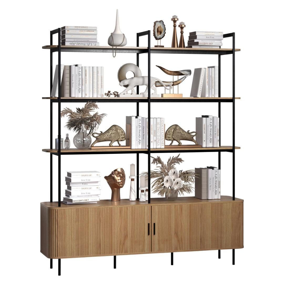 trendteam Regal Ronin Regal 2 Jalousietüren, 3 Regale Eiche Dekor., 1-tlg. – Bild 4 von 5