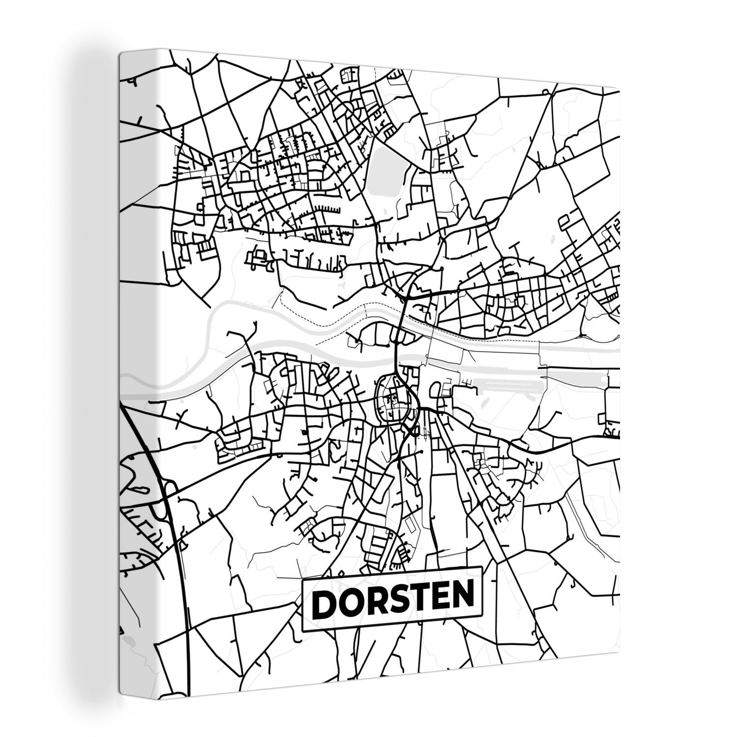 OneMillionCanvasses® Leinwandbild Karte - Dorsten - Stadtplan - Karte, (1 St), Leinwand Bilder für Wohnzimmer Schlafzimmer