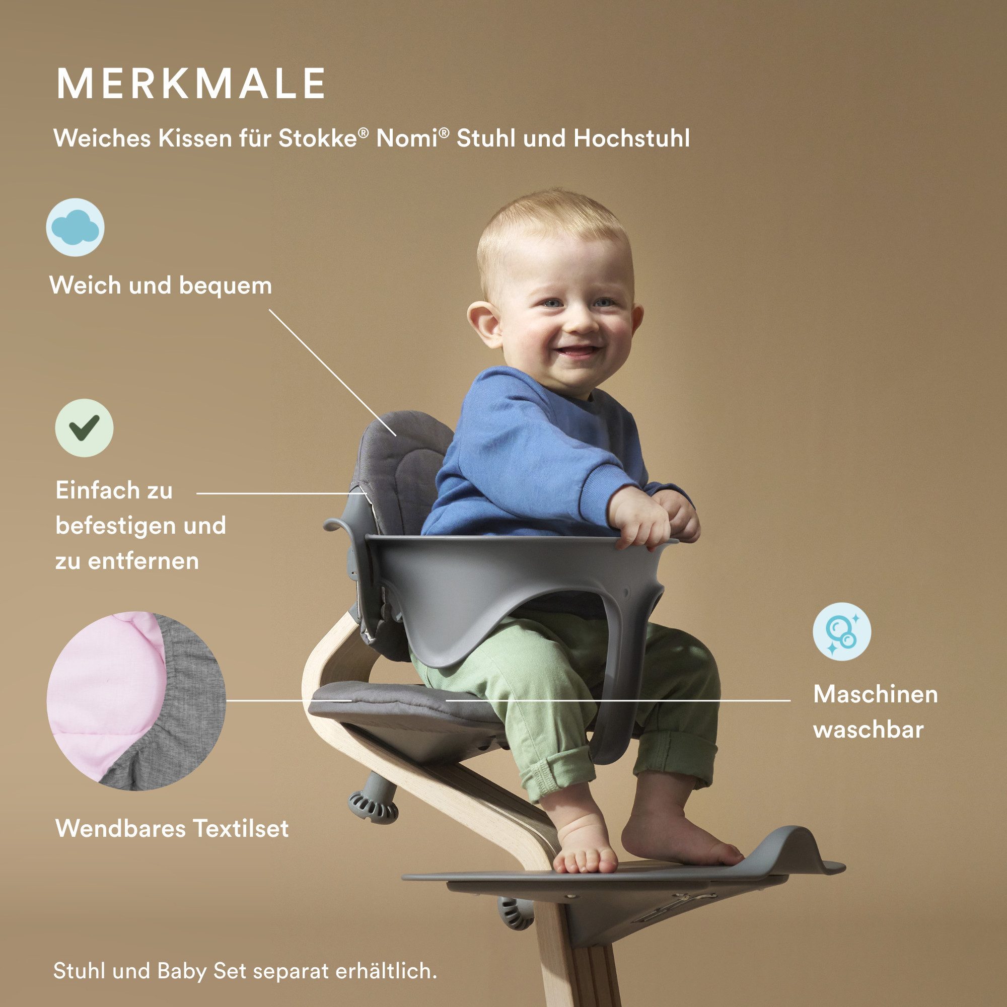 Stokke Hochstuhlauflage Nomi® Kissen, Weiches Kissen für Stokke® Nomi® Stuh günstig online kaufen