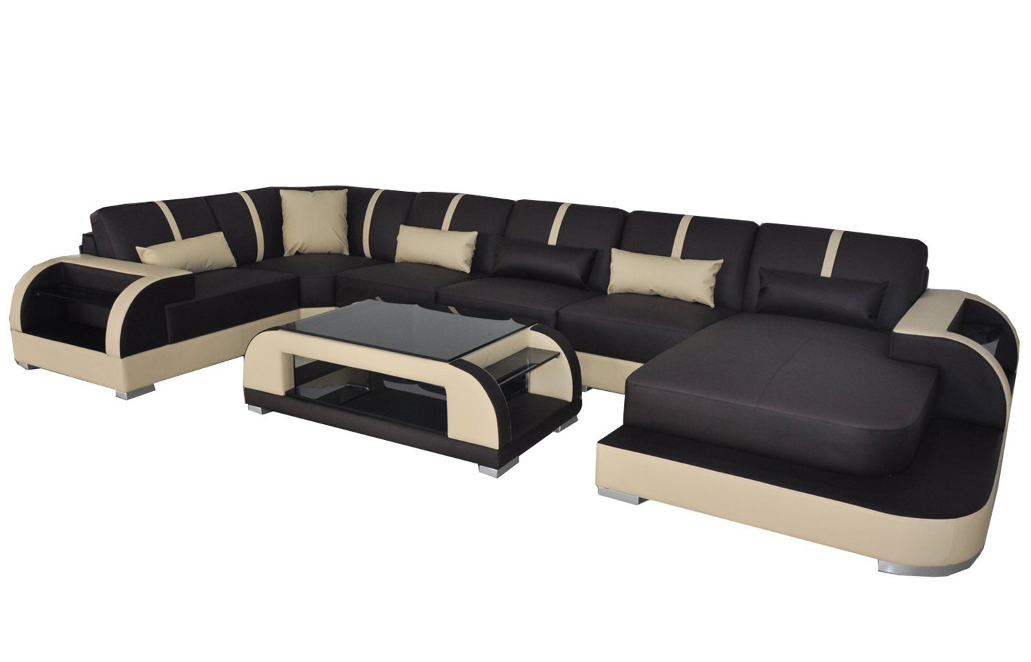 Ecksofa, Polster JVmoebel Wohnlandschaft Design Moderne Couch Eck U Sitz Leder Form