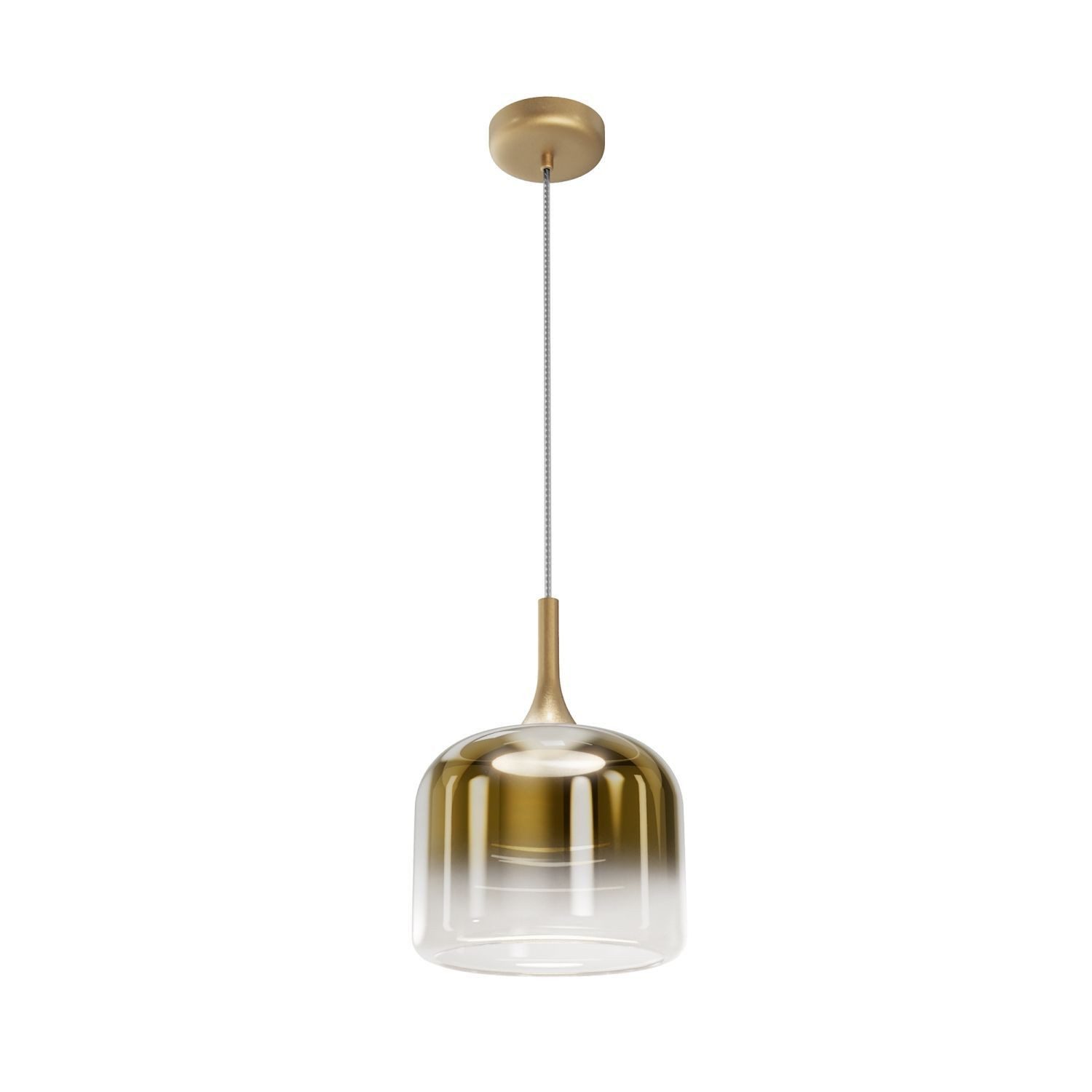 Licht-Erlebnisse Pendelleuchte RILUM, LED fest integriert, Warmweiß, LED Glas Metall H: max. 339,5 cm D: 26 cm rund in Gold 1600 lm Modern