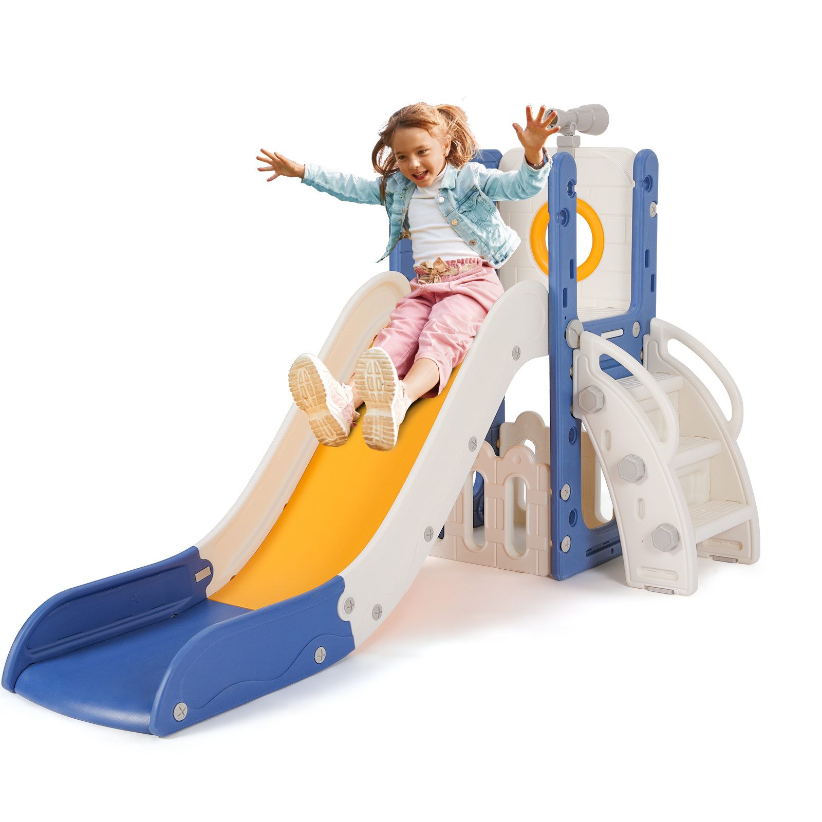 TLGREEN Rutsche, Kinderrutsche mit Stauraum & Spielteleskope, (Indoor & Out günstig online kaufen