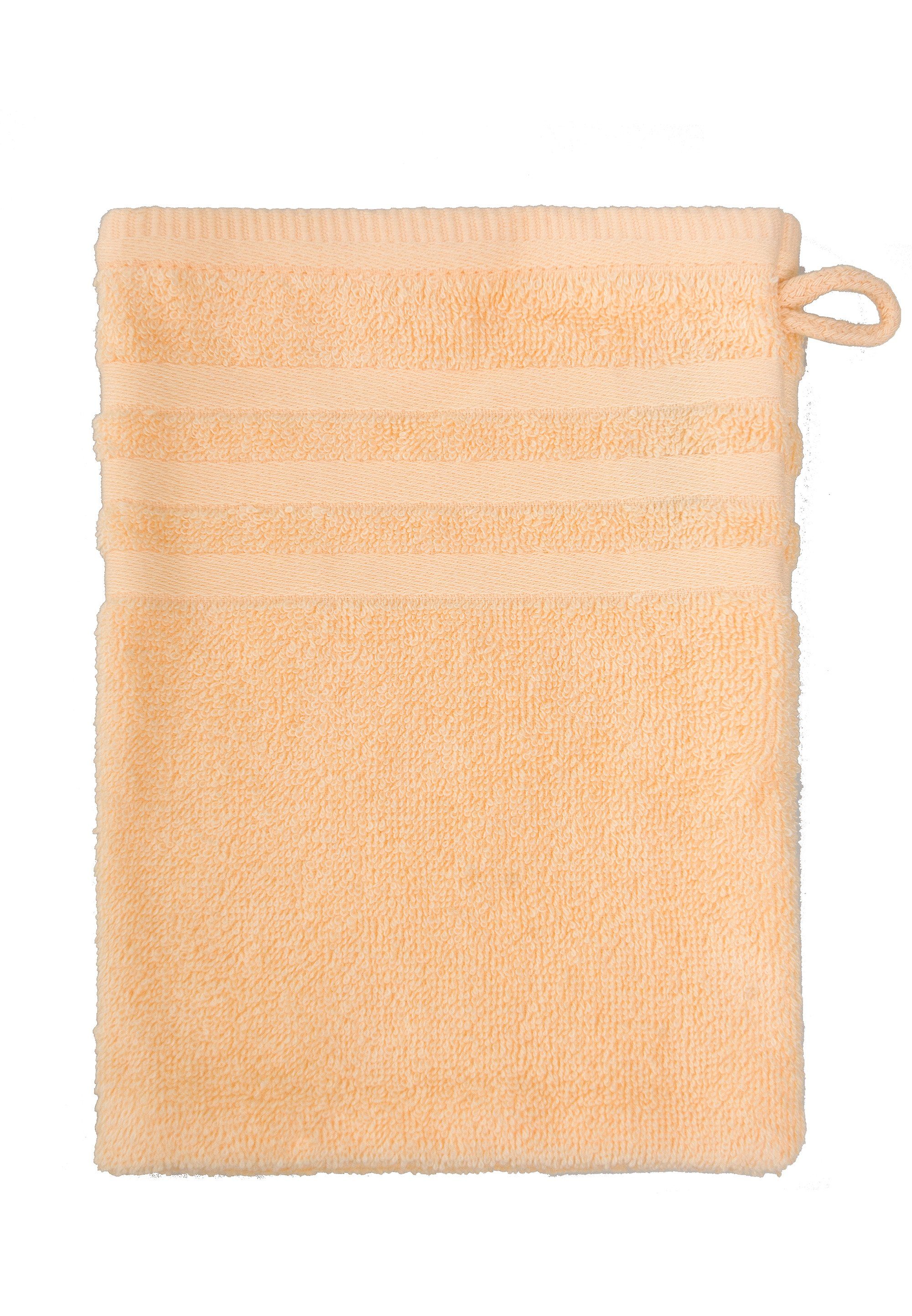 grace grand spa Waschlappen (3-tlg), im 3er-Pack mit Streifen-Bordüre orange, gelb