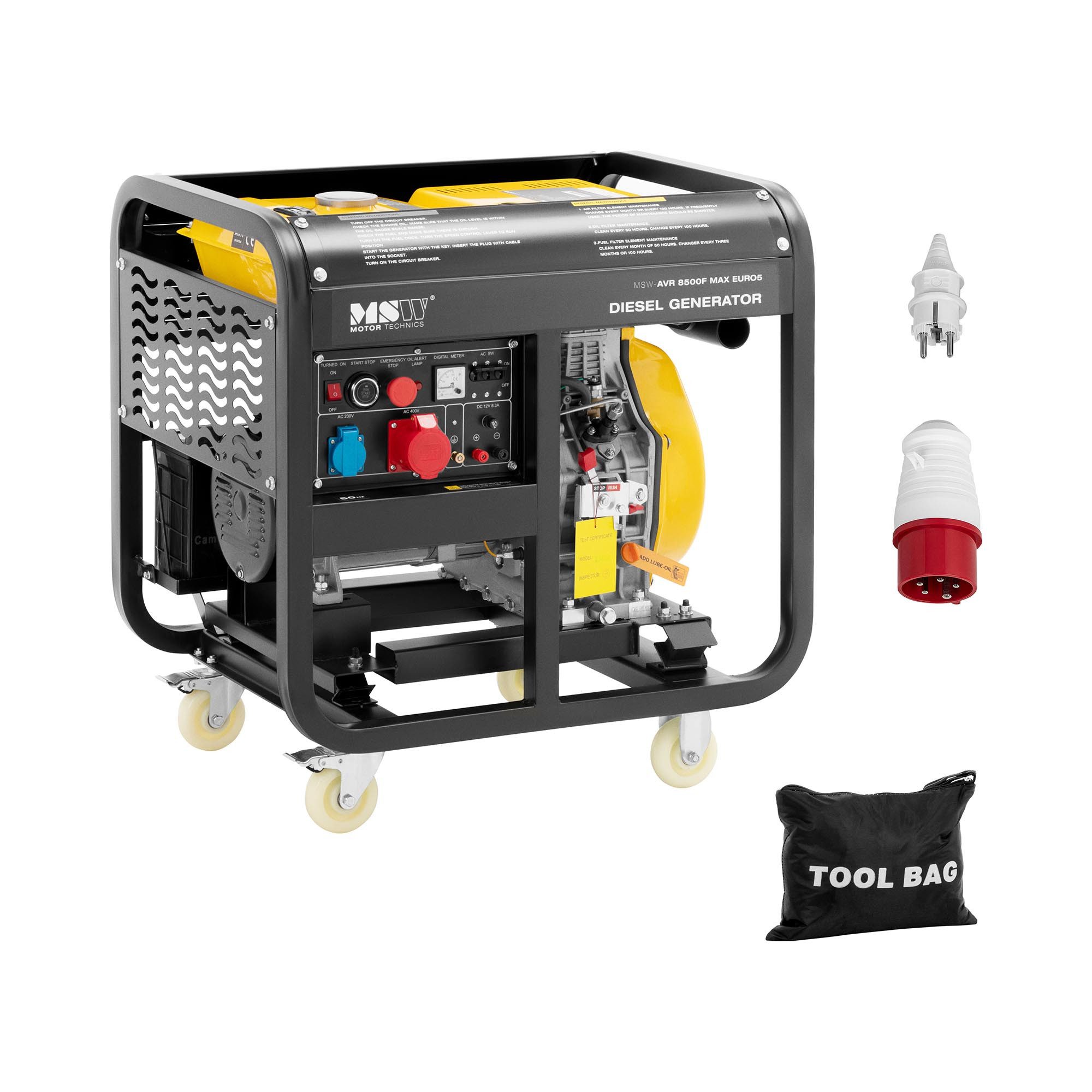 MSW Stromerzeuger Notstromaggregat Diesel - 2830/8500 W - 30L - 240/400 V - AVR - Euro 5, 400 V