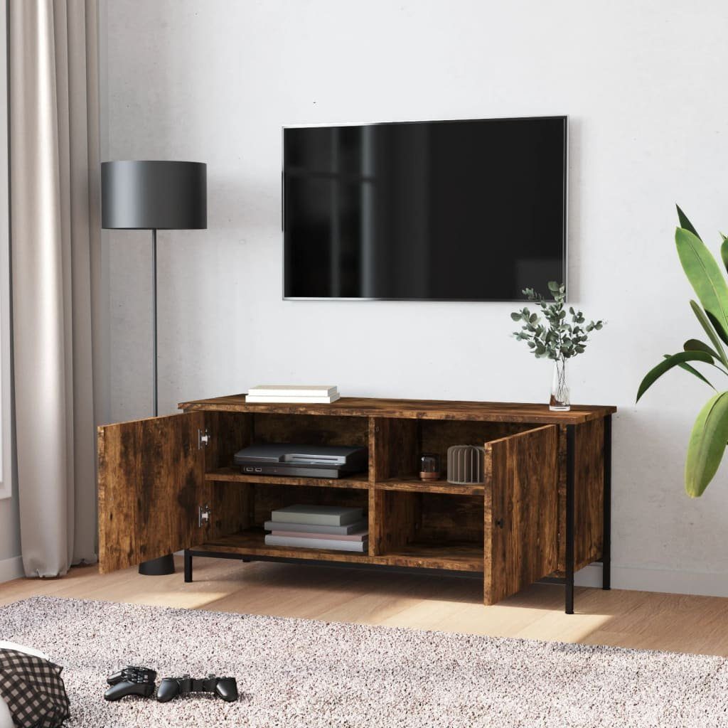 furnicato TV-Schrank mit Türen Räuchereiche Holzwerkstoff 102x35x45 cm