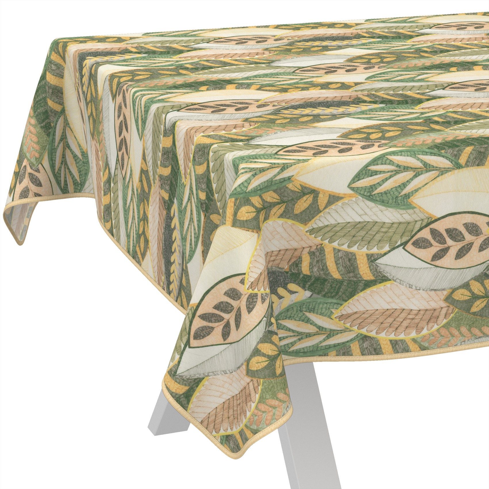ANRO Tischdecke abwaschbar LANA Athena-Wald Tischwäsche (Einzelstück 1-tlg), wasserabweisend Athena-Wald Grün-Beige 90x130cm
