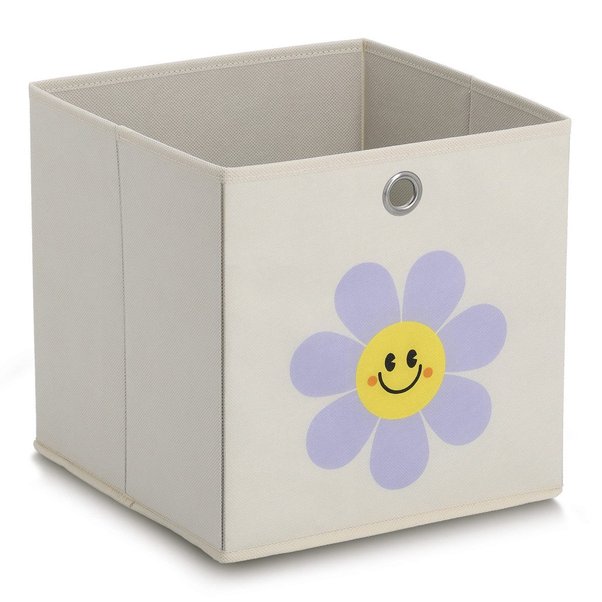 Zeller Present Aufbewahrungsbox Happy Flower, Vlies, creme, ca. 28 x 28 x 28 cm