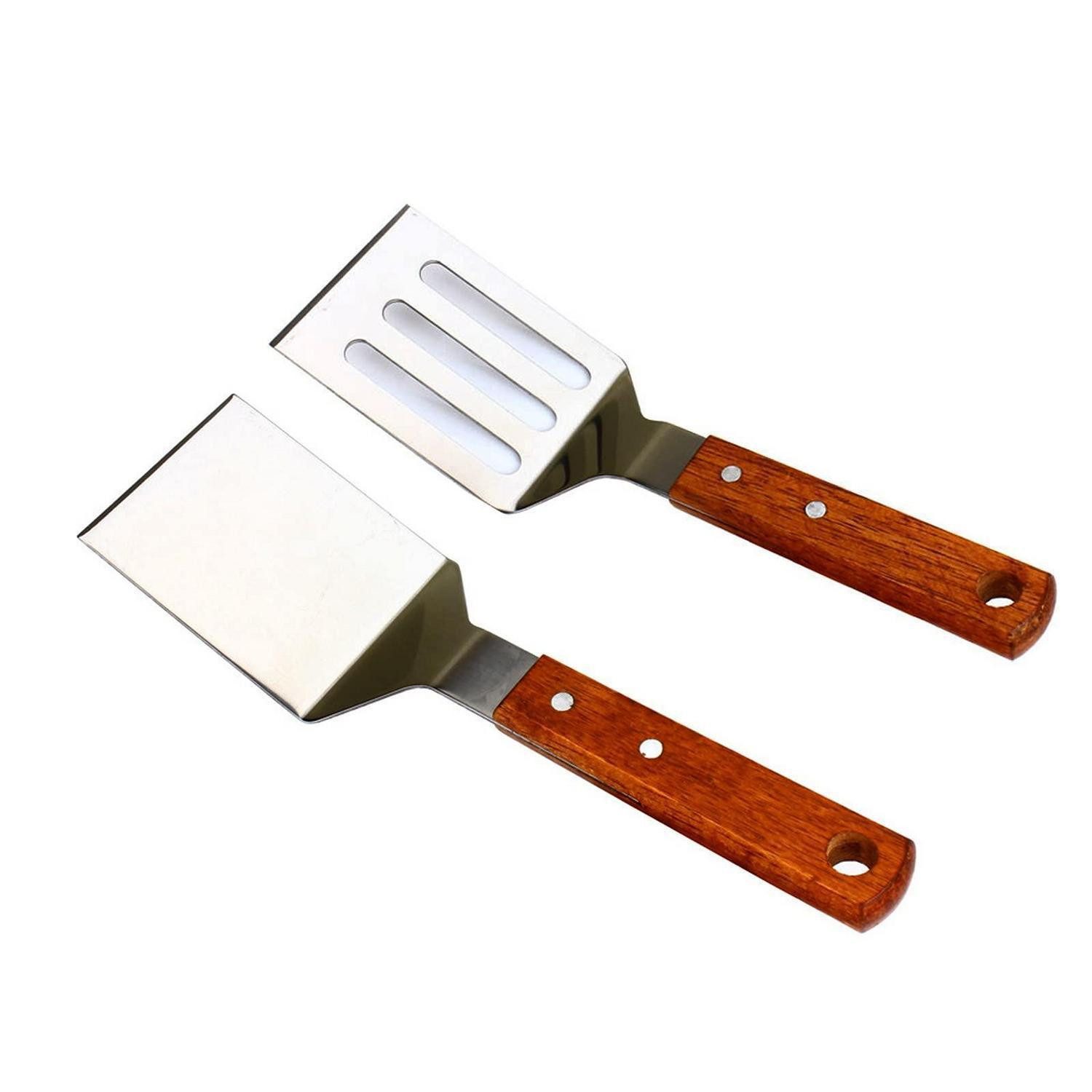 LuxusKollektion Grillspachtel Grillspachtel Set Edelstahl Holzgriff