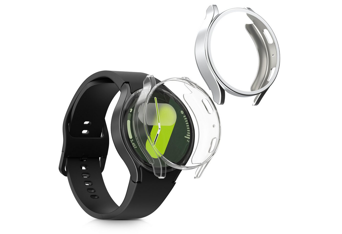 kwmobile Smartwatch-Hülle 2x Silikon Hülle für Samsung Galaxy Watch 7 44mm, Schutzhülle Fullbody Display Cover Set aus Silikon