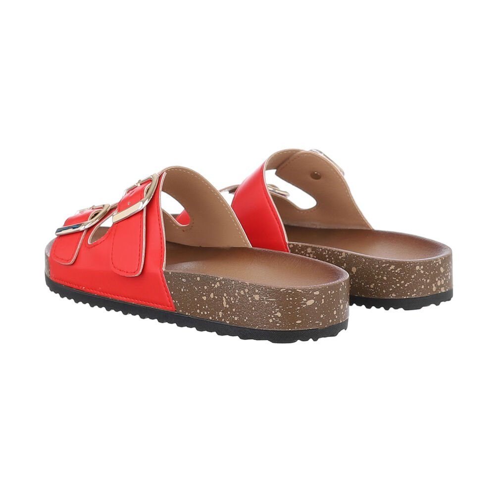 Ital-Design Damen Mules Freizeit Pantolette (85744195) Flach Pantoletten in Rot – Bild 3 von 4