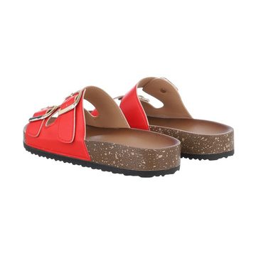 Ital-Design Damen Mules Freizeit Pantolette (85744195) Flach Pantoletten in Rot