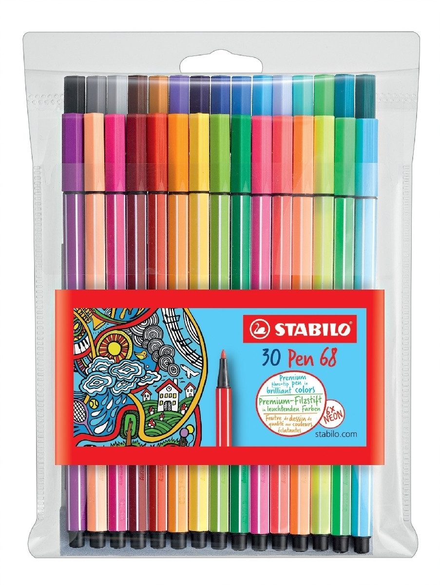 STABILO Filzstift Premium-Filzstift Pen 68 Kunststoffetui VE=30 Farben