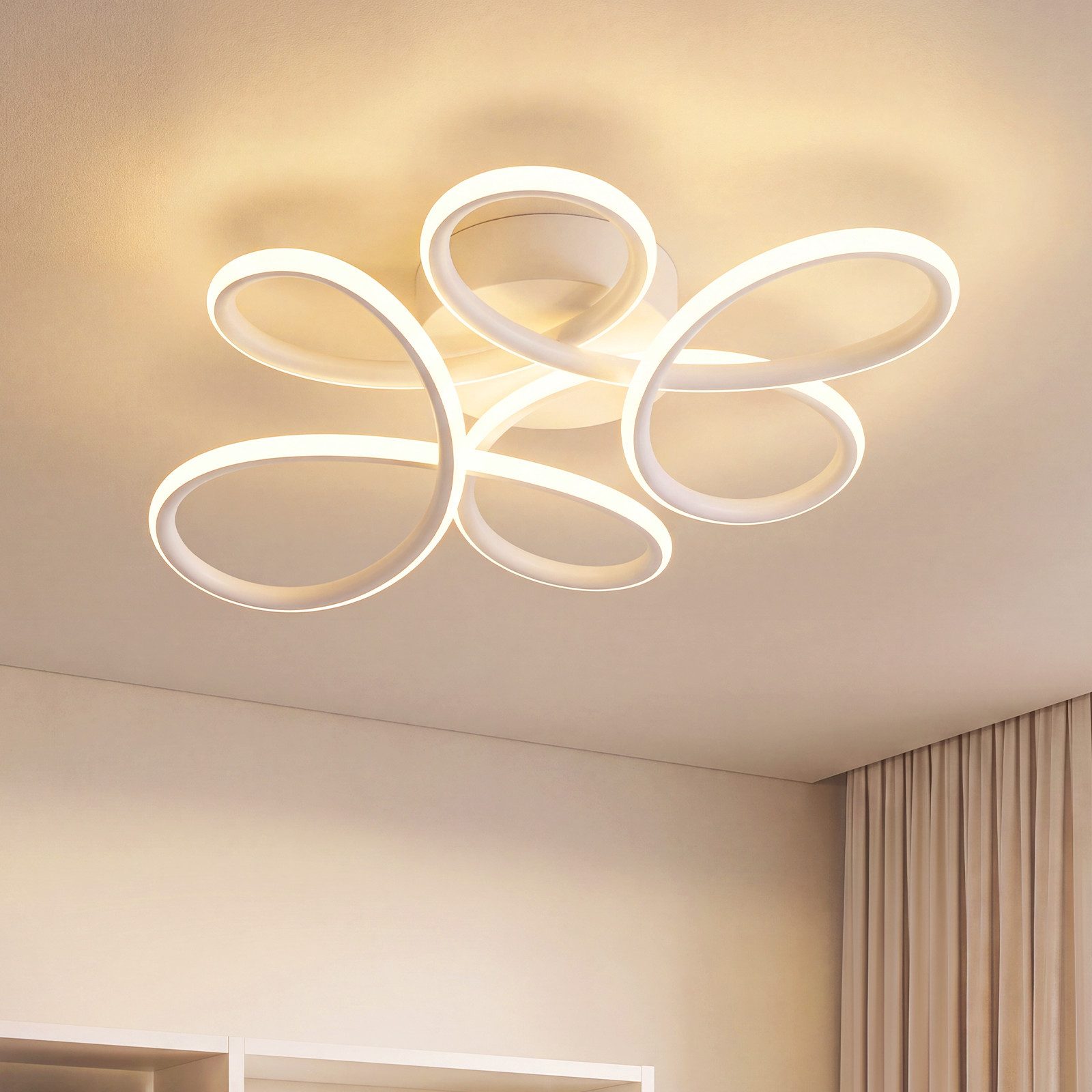 Nettlife LED Deckenleuchte Schwarz/Weiß 24W 3000K Warmweiß moderne Blumendecke Leuchte rundes, für Schlafzimmer Küche Flur energiesparende Deckenlampe aus Metall