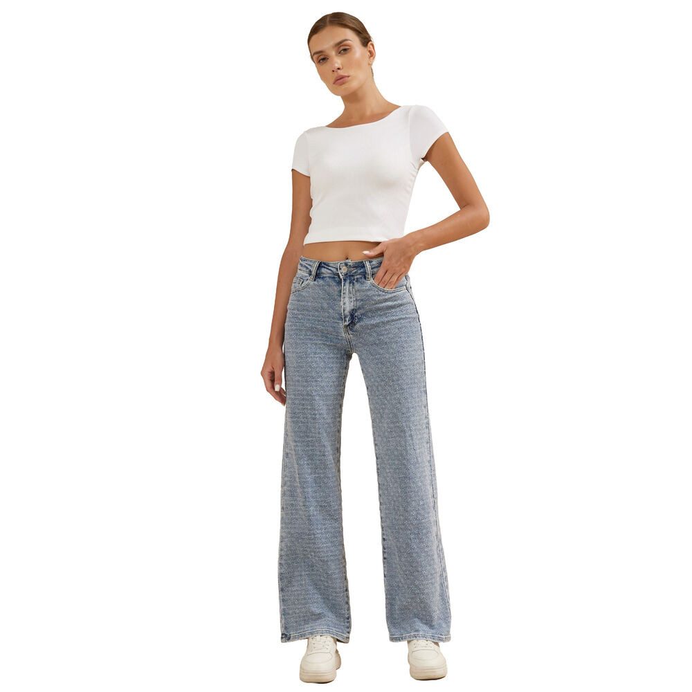 Ital-Design Stretch-Jeans Damen Freizeit (91279890) Destroyed-Look Stretch High Waist Jeans in Hellblau – Bild 4 von 5