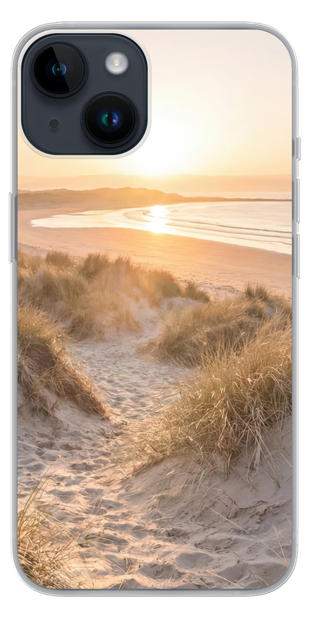 MuchoWow Handyhülle für Apple iPhone 14 Dünen - Strand - Meer, Smartphone-Bumper, Print, Handy Schutzhülle Dünn