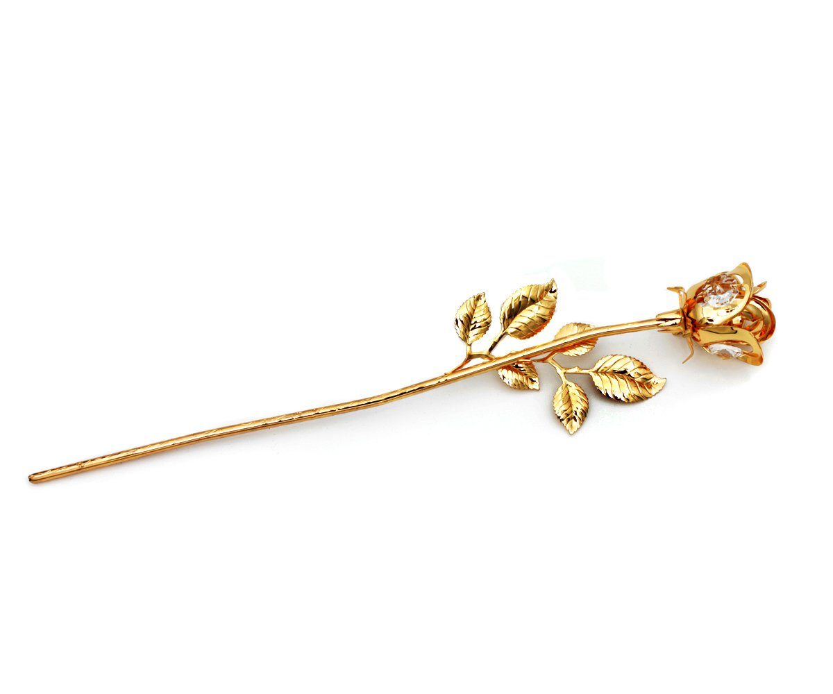 Kunstblume Metall Rose versilbert Kristalle Dekoblume, günstig online kaufen