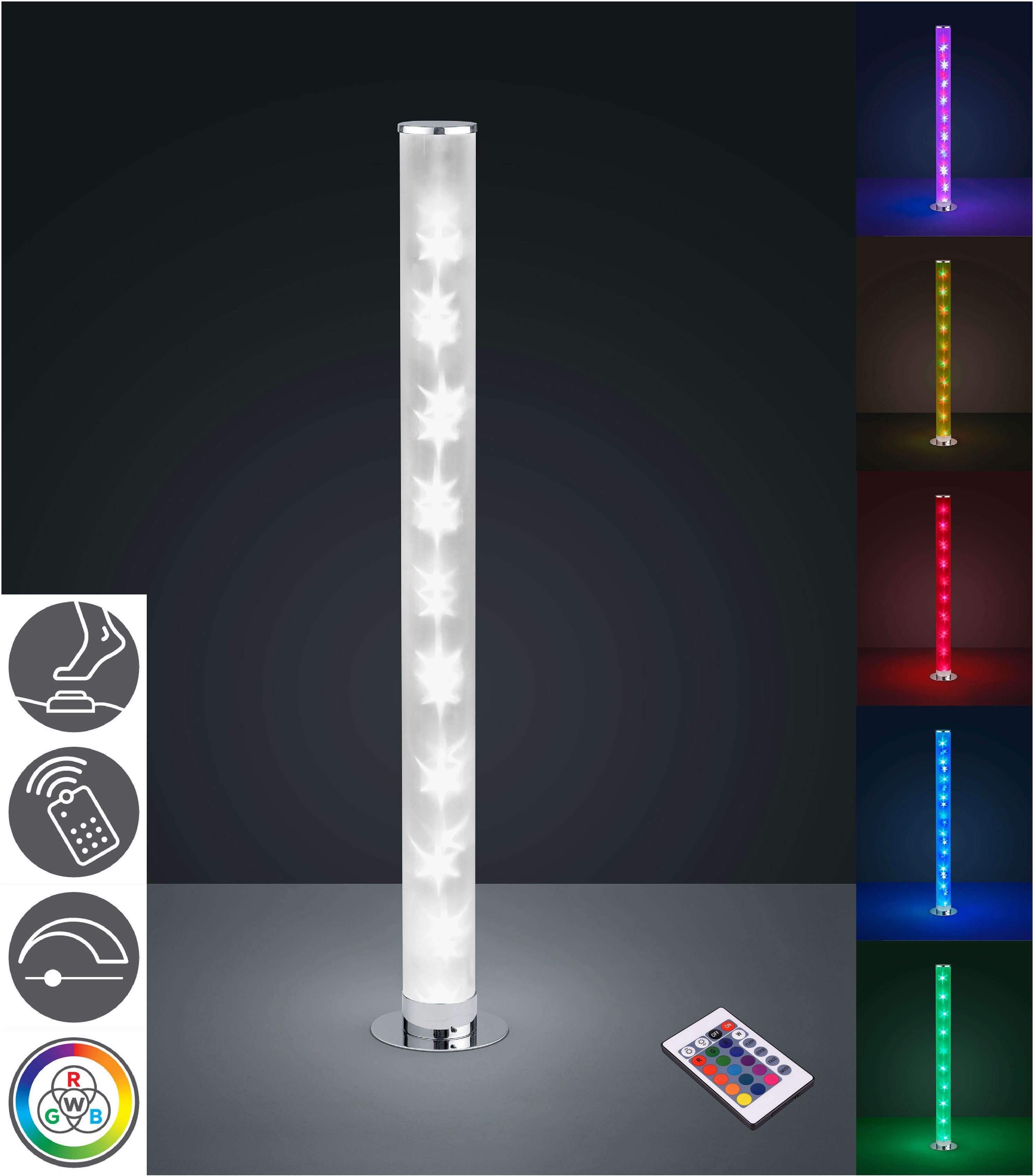 TRIO Leuchten fest Memory Fußschalter LED Dimmer, LED integriert, Warmweiß, über Stehlampe RICO, Funktion RGBW-Farbwechsler, Fernbedienung