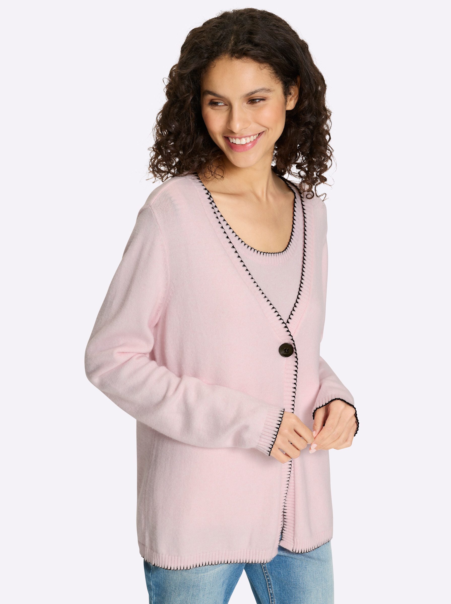 heine Strickjacke Twinset Langarm Feinstrick