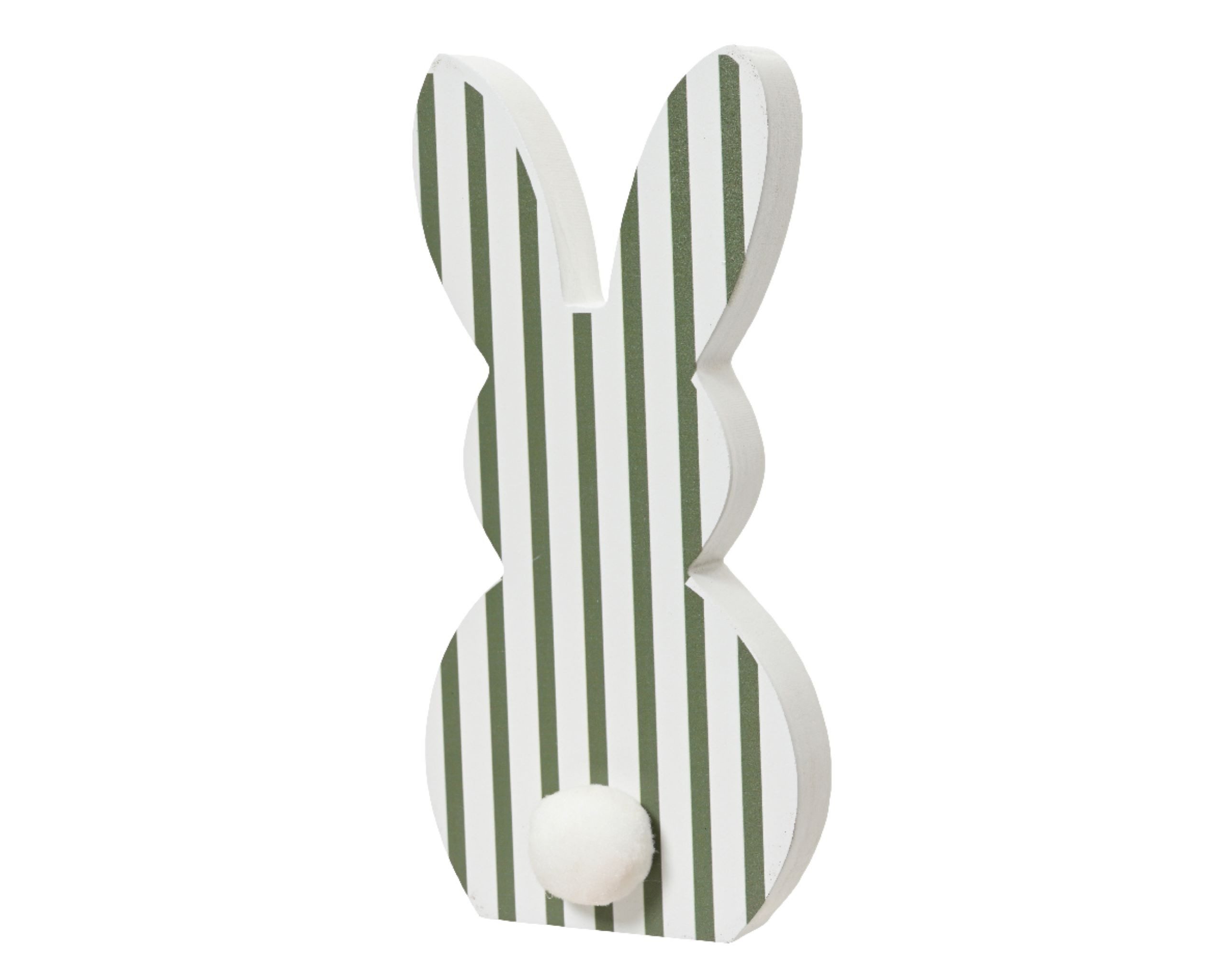 Decoris season decorations Osterhase, Dekofigur Hase 20cm Holz mit Streifenmuster Weiß / Grün