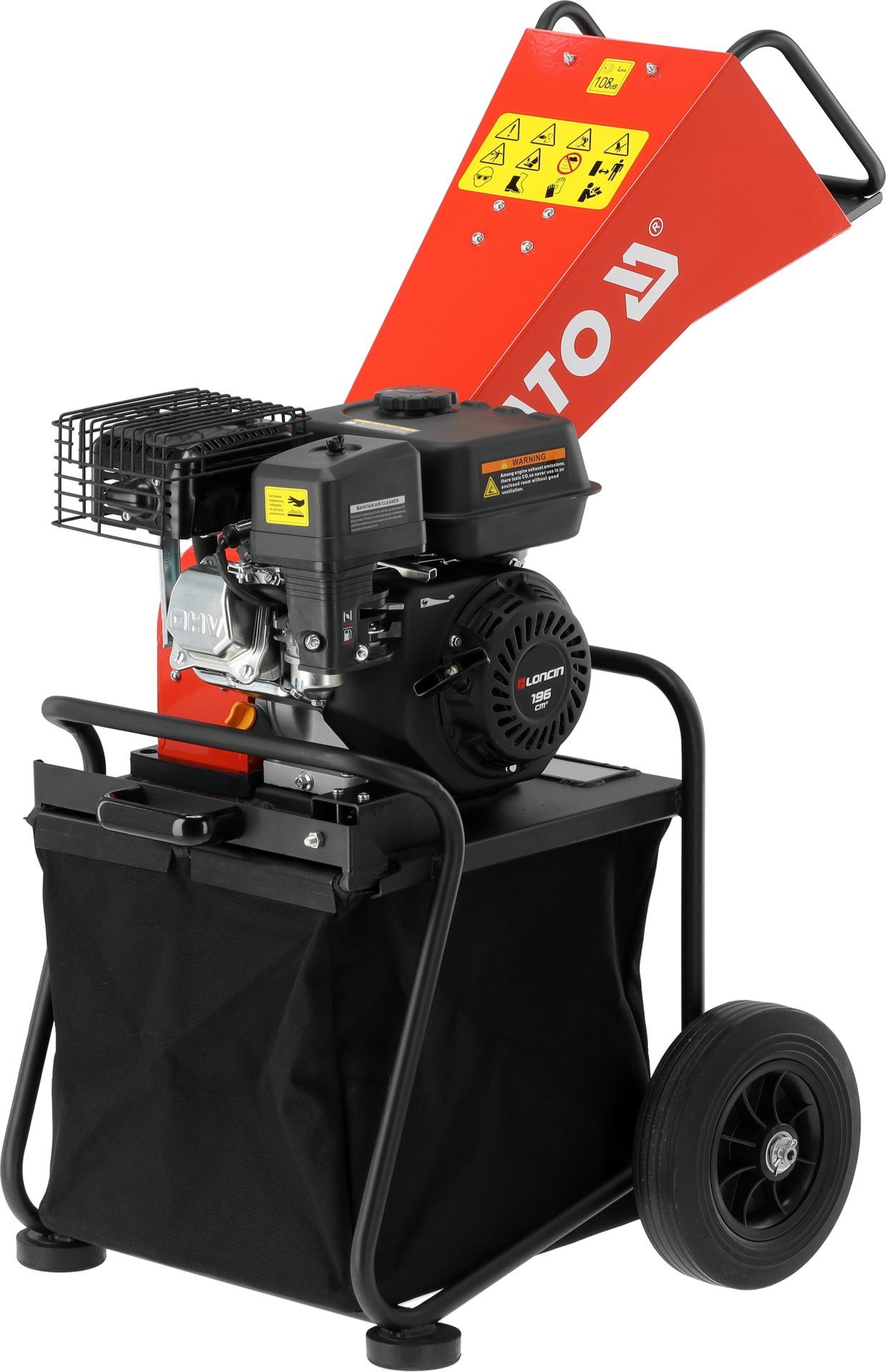 Yato Messerhäcksler Benzin Gartenhäcksler mit 4-Takt-Motor, 5,44 PS, 50mm Schnittstärke