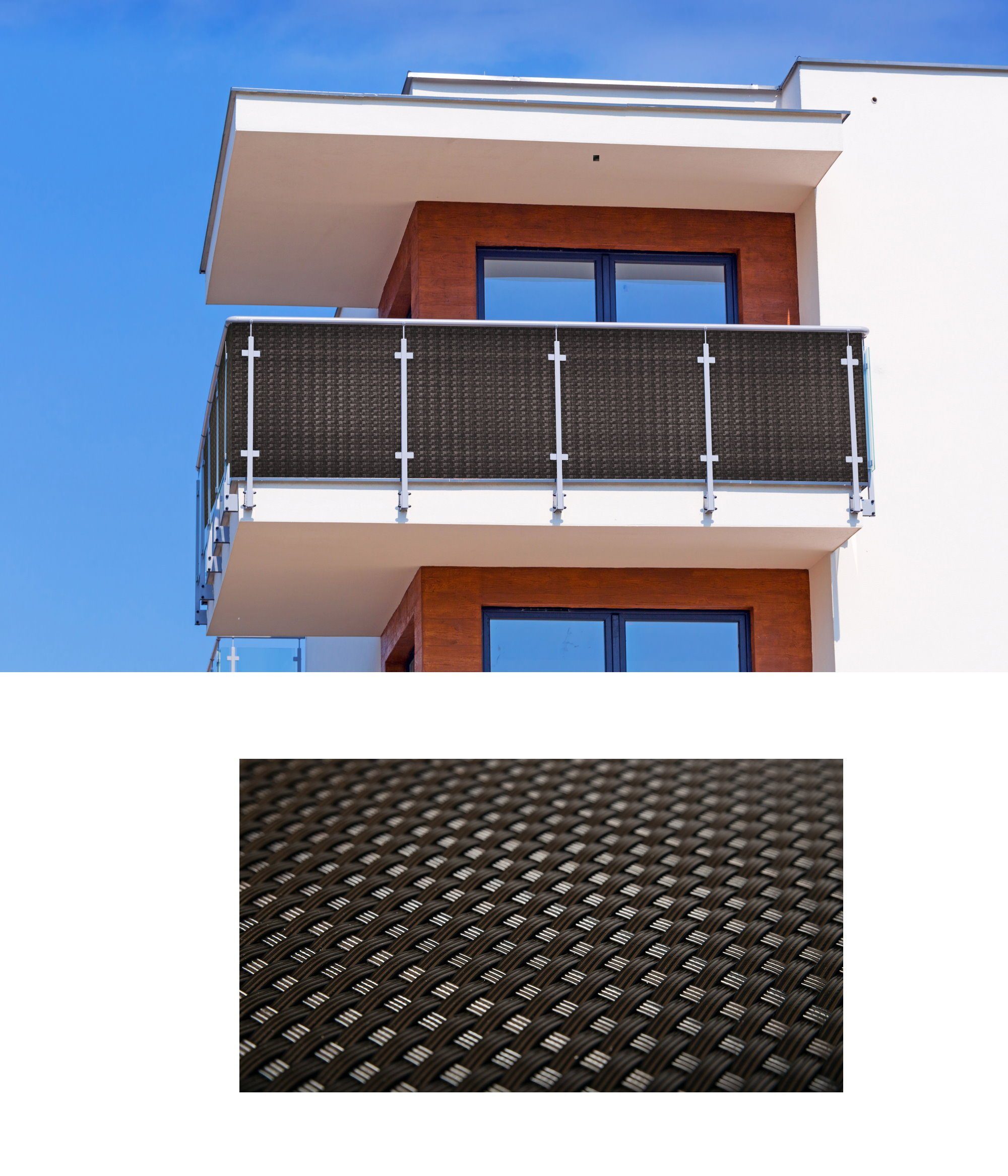 dynamic24 Balkonsichtschutz Polyrattan PVC Sichtschutzmatte 300x100 günstig online kaufen