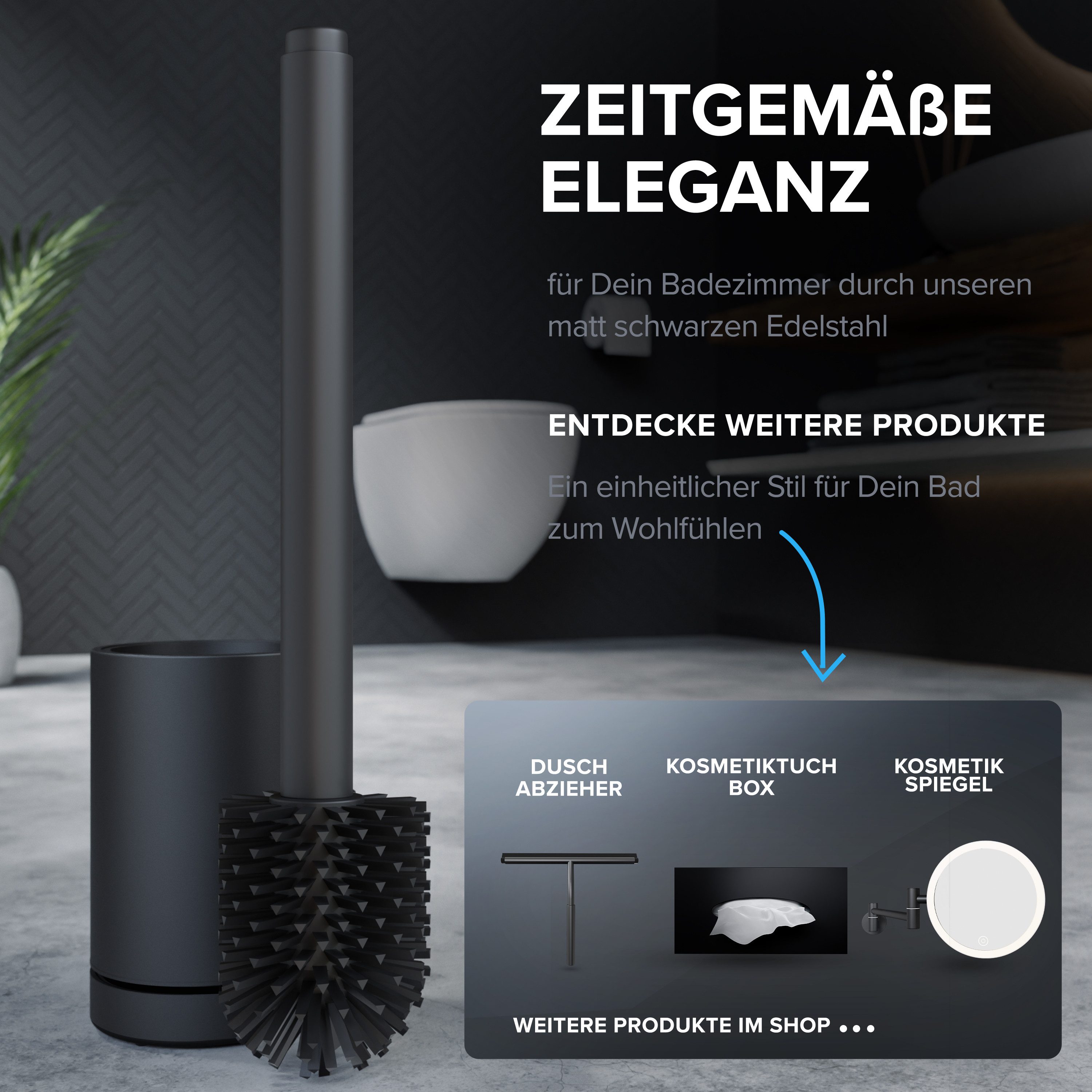 ovimar WC-Reinigungsbürste, (1-tlg), aus Edelstahl in Schwarz zur