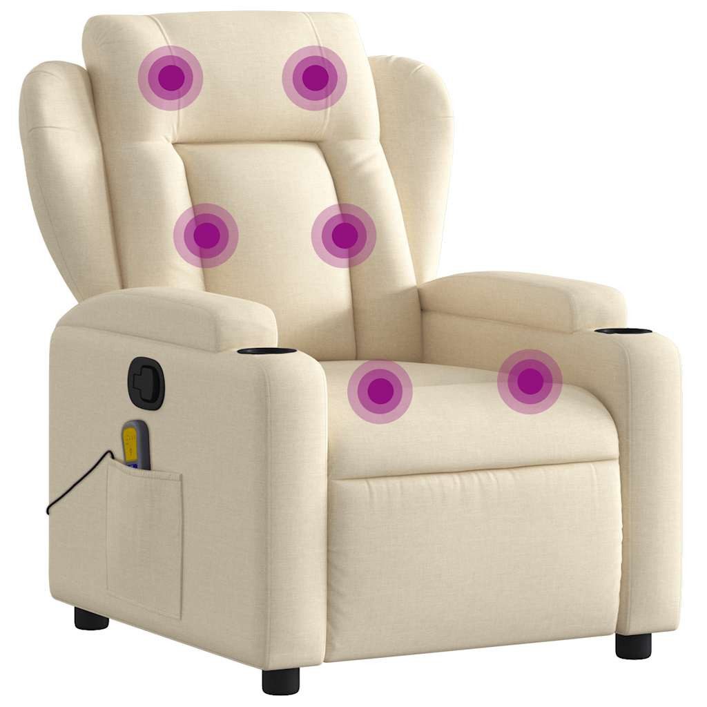 vidaXL Sessel Massage-Relaxsessel, cremefarbener Stoff (1-St) günstig online kaufen