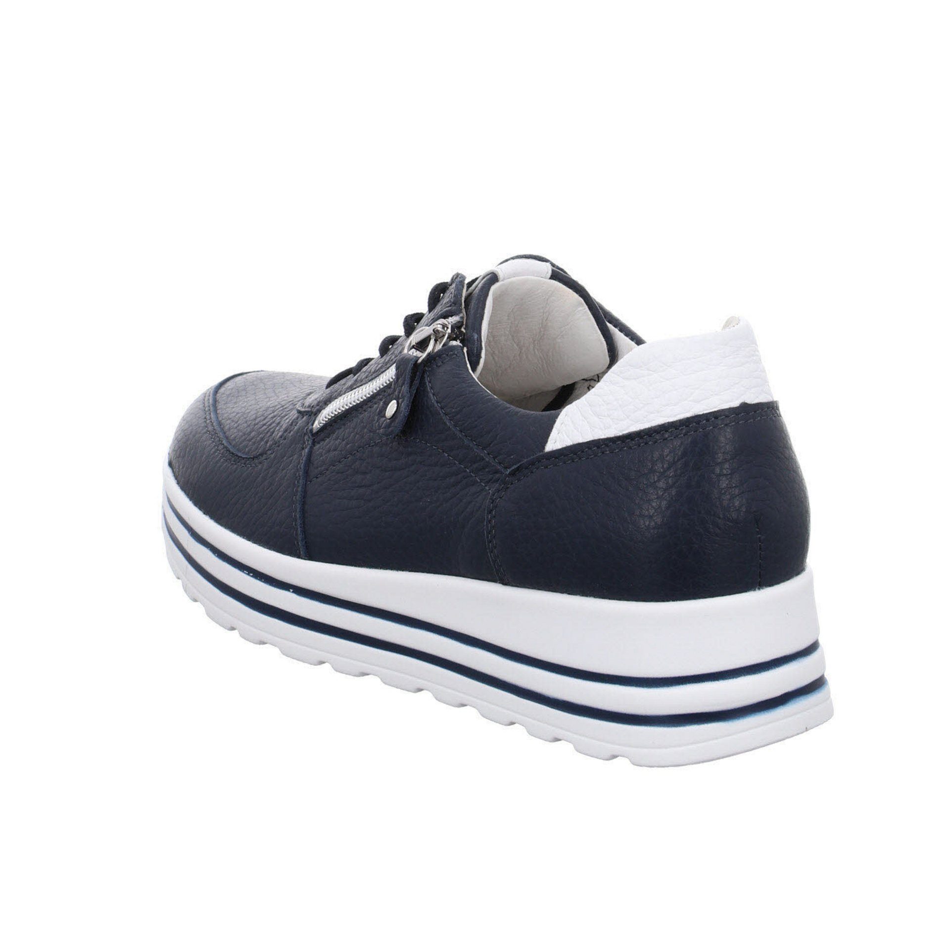 blau kombi-weiss Waldläufer Glattleder Schnürhalbschuhe Damen Sneaker Schnürschuh Lana