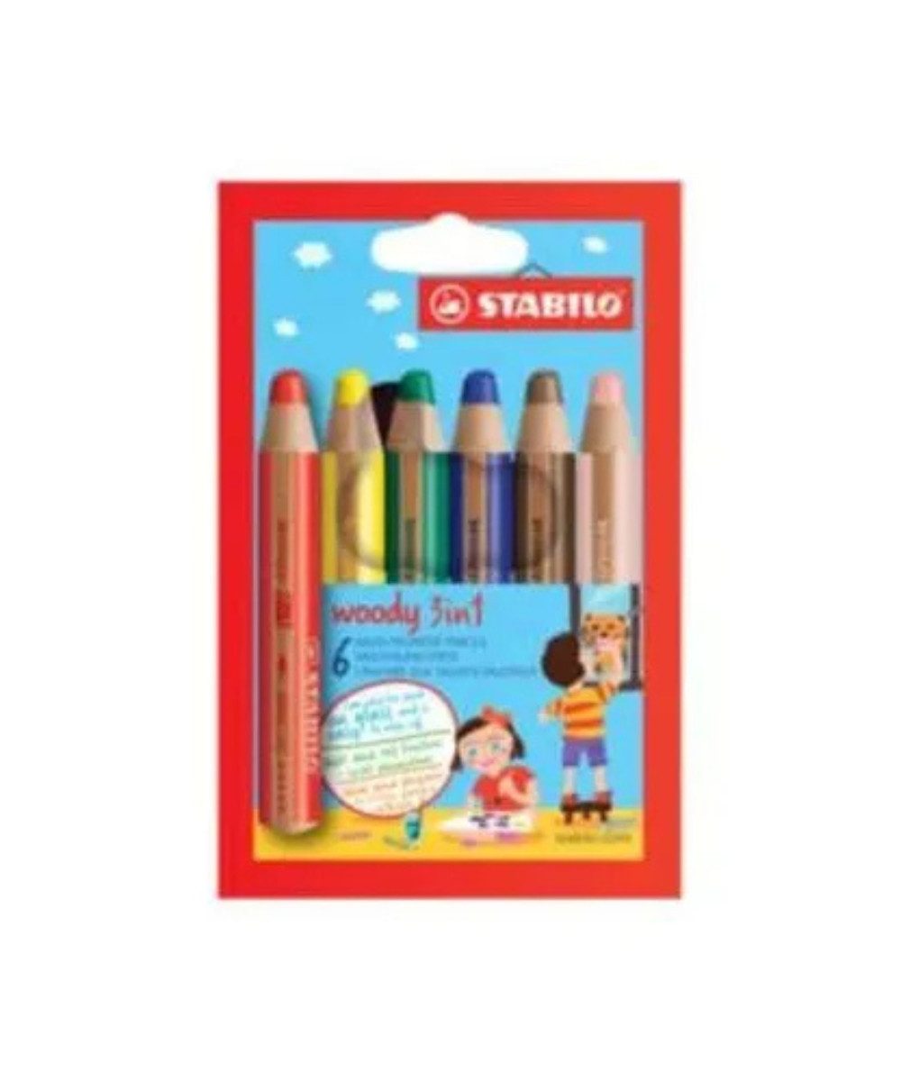 STABILO Buntstift STABILO woody 3 in 1 (6 Карандашиn und 1 Spitzer), (Packung, 6-tlg., Карандашиn)