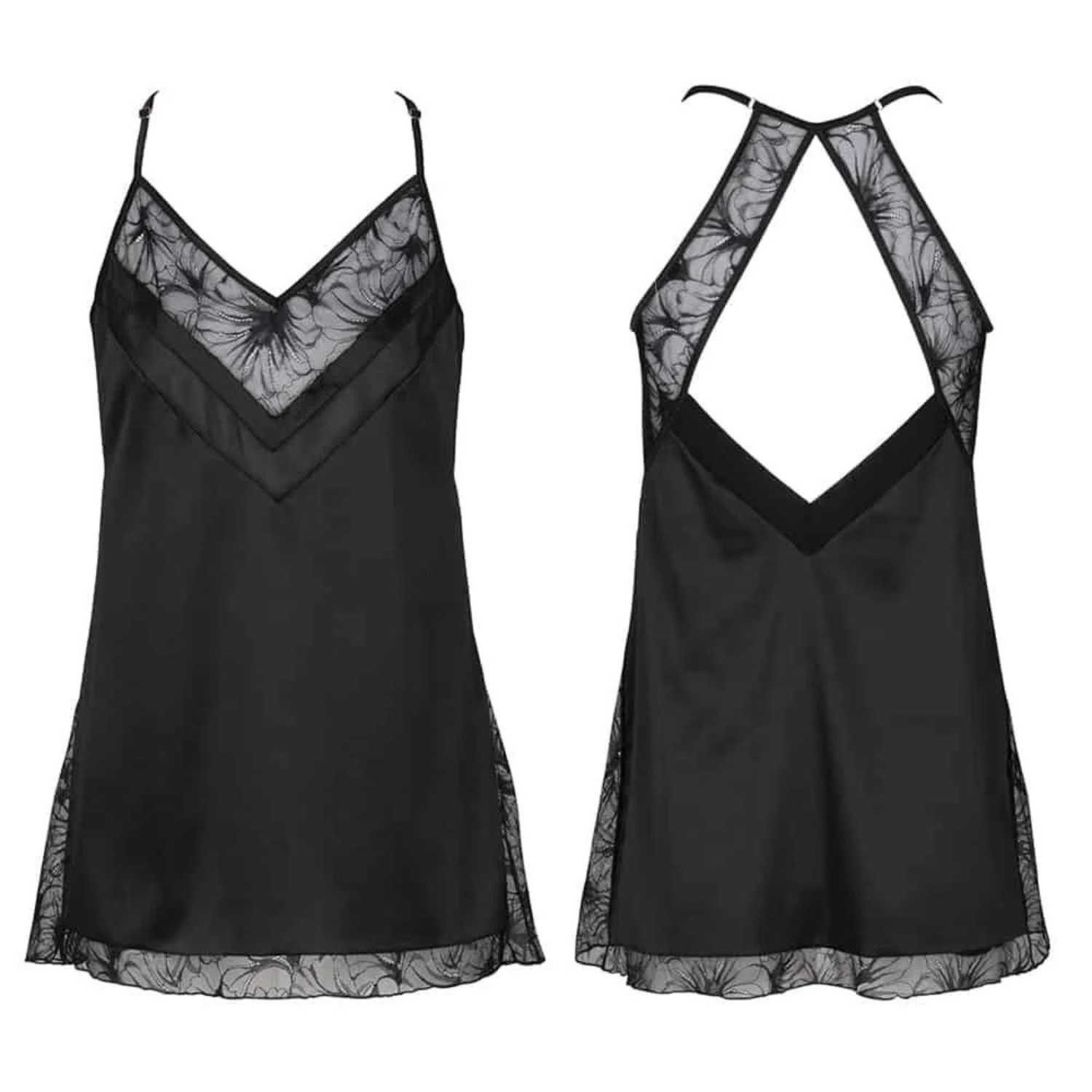 Atelier Amour Negligé Broadway Babydoll Stretchsatin schwarz, S