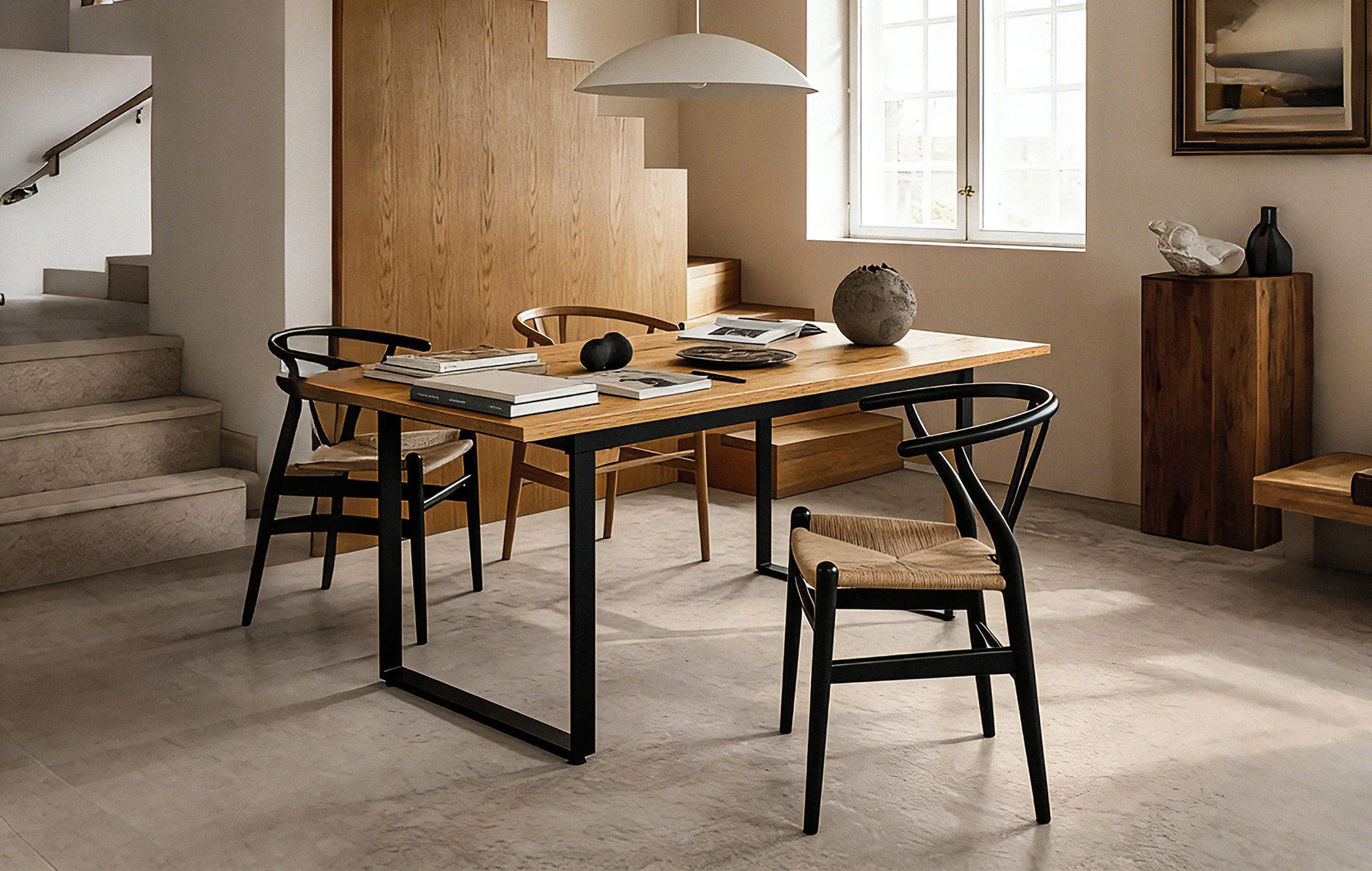 B&D home Esstisch LARS, Metallgestell schwarz oder weiß, ausziehbar 120-160cm, 4-6 Personen