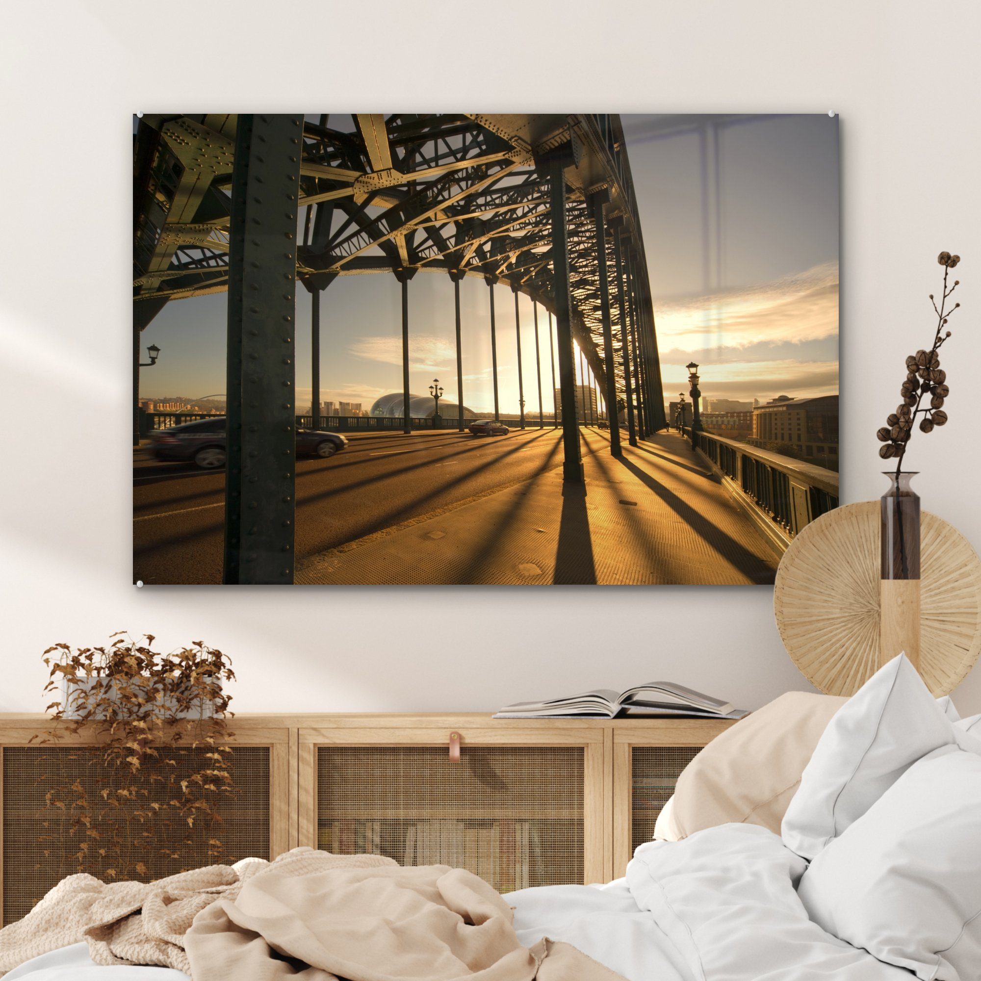St), Newcastle-upon-Tyne, (1 Acrylglasbilder Acrylglasbild beleuchtet Wohnzimmer & Tyne-Brücke die Schlafzimmer Sonne Die MuchoWow in