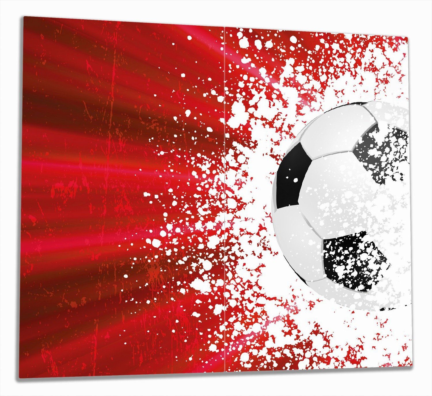 Wallario Herd-Abdeckplatte Fußball - Größen Noppen), rot, in (Glasplatte, Splashing inkl. 2 ESG-Sicherheitsglas, 5mm Design verschiedene tlg