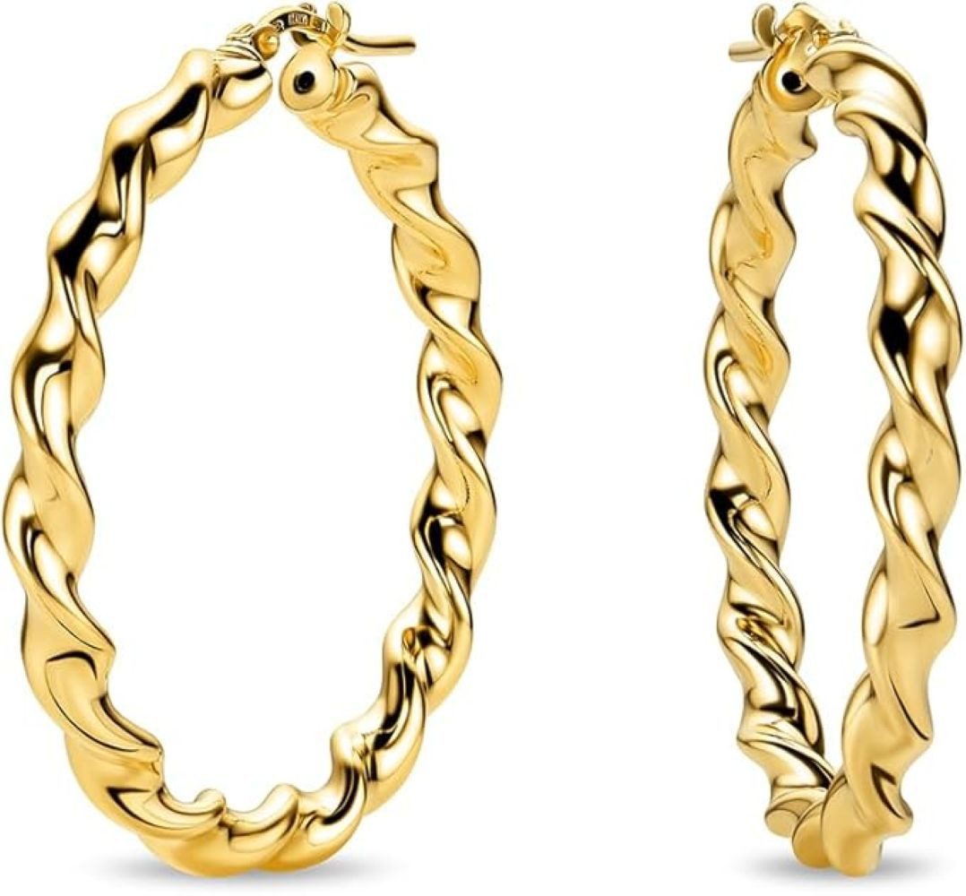Miore Paar Creolen MAR006SE - 925 Sterling Silber 18Kt vergoldet 30mm Durchmesser, Ohrringe Damen Made in Italy
